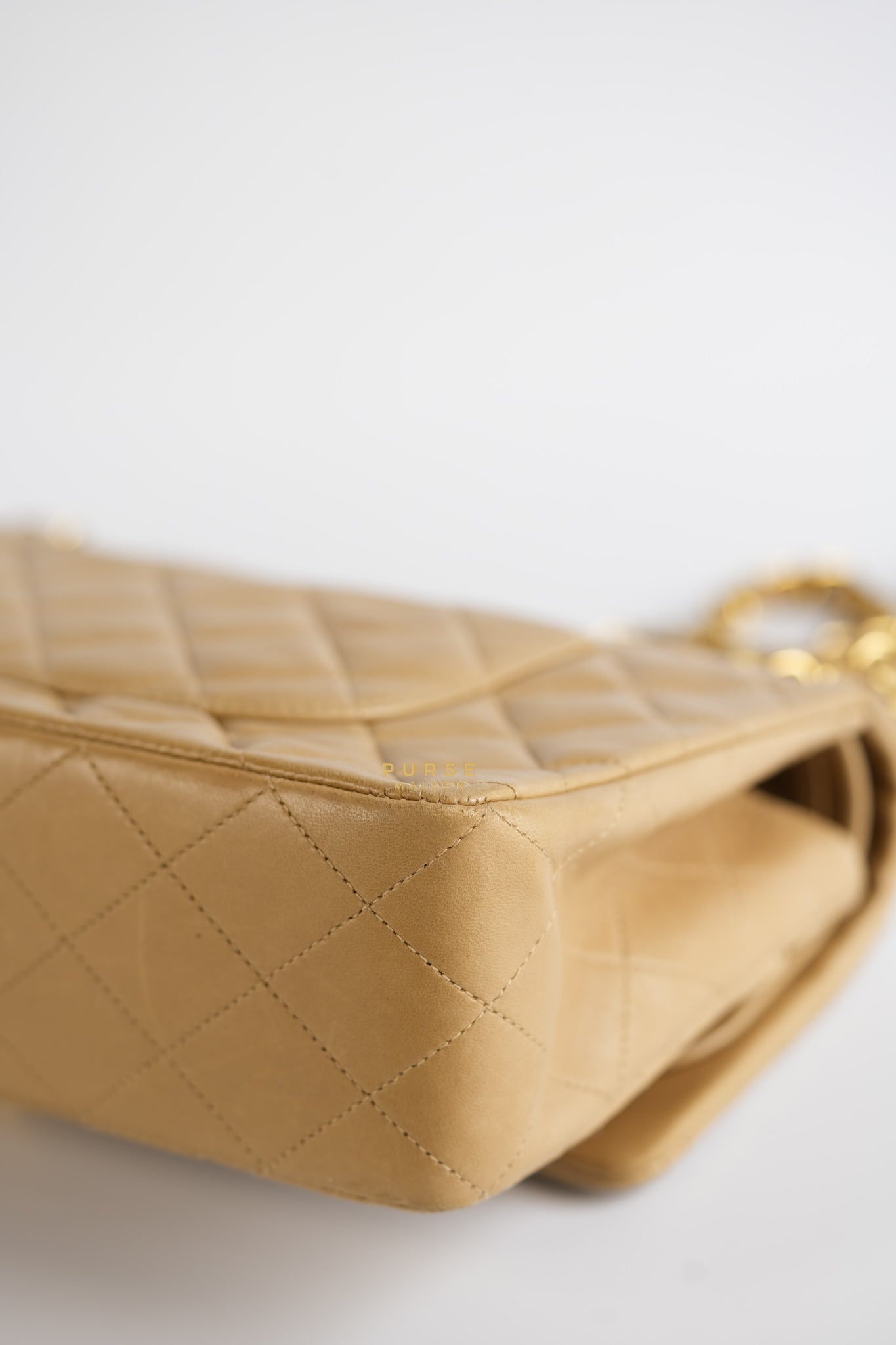 Vintage Classic Double Flap Medium in Dark Beige Lambskin and 24k Gold Hardware Series 3 | Purse Maison Luxury Bags Shop