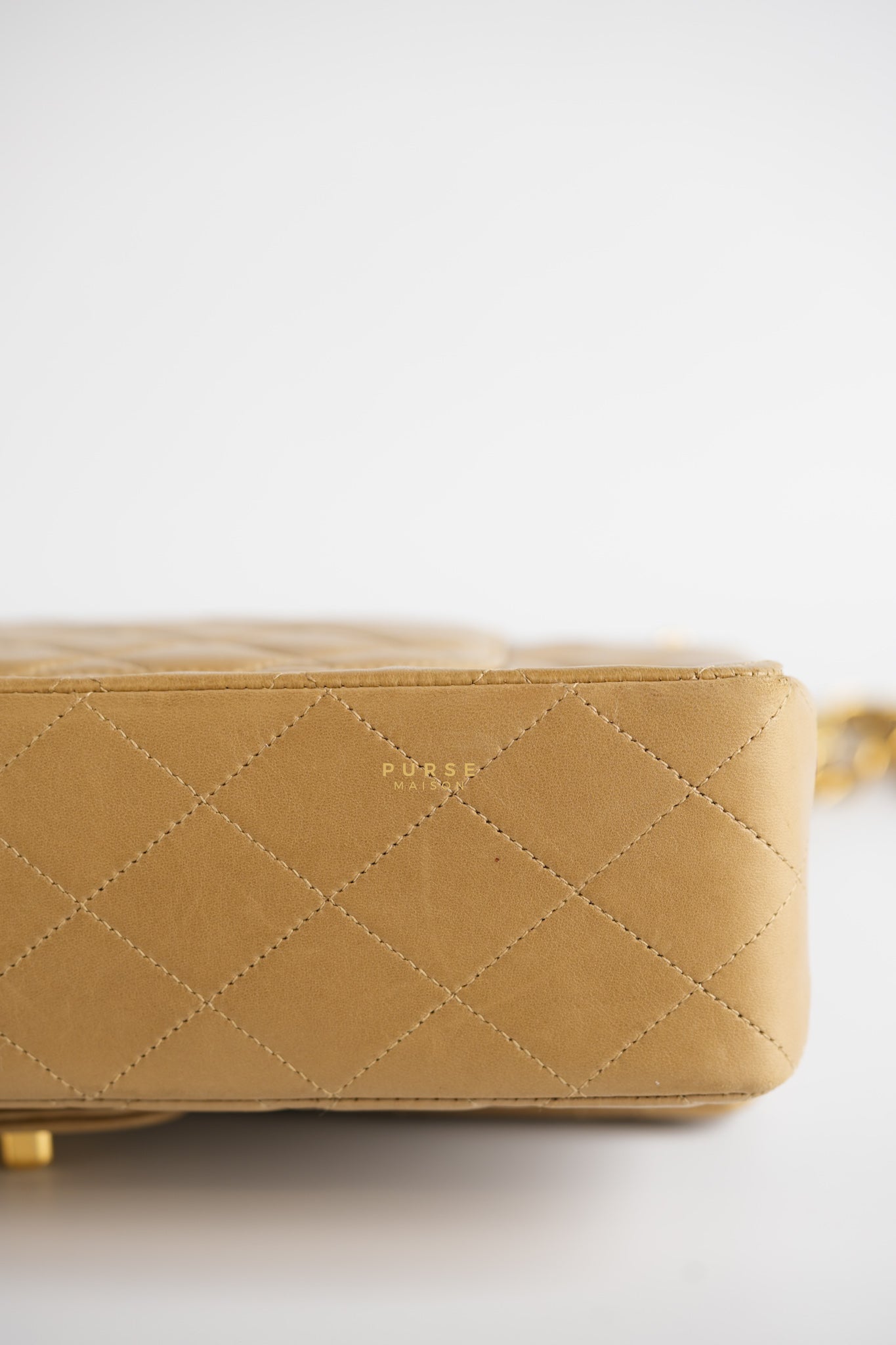 Vintage Classic Double Flap Medium in Dark Beige Lambskin and 24k Gold Hardware Series 3 | Purse Maison Luxury Bags Shop