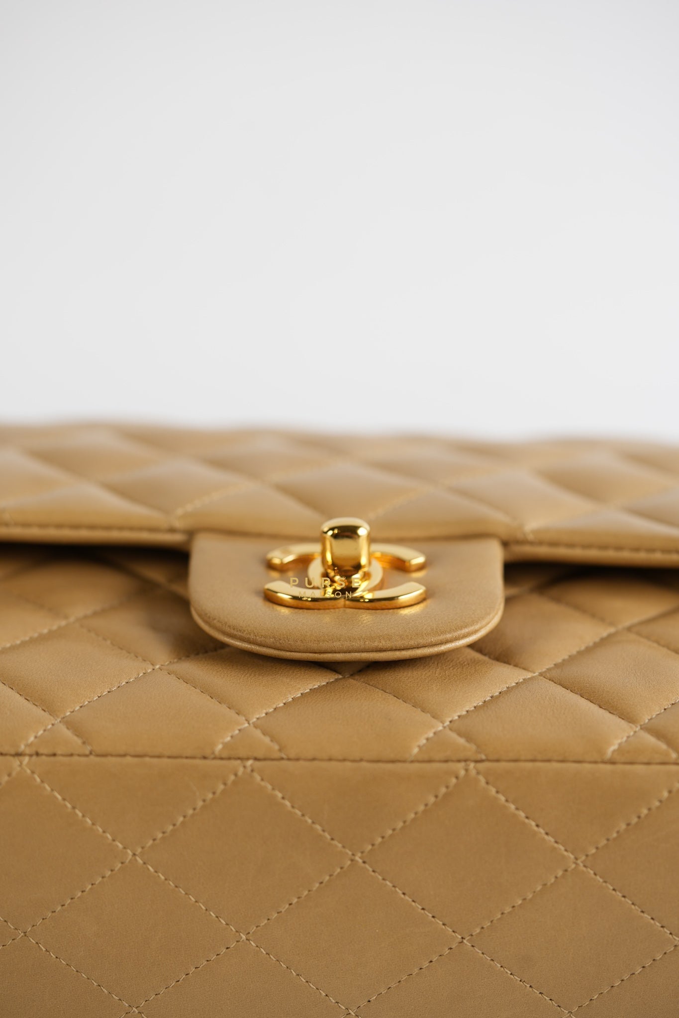 Vintage Classic Double Flap Medium in Dark Beige Lambskin and 24k Gold Hardware Series 3 | Purse Maison Luxury Bags Shop