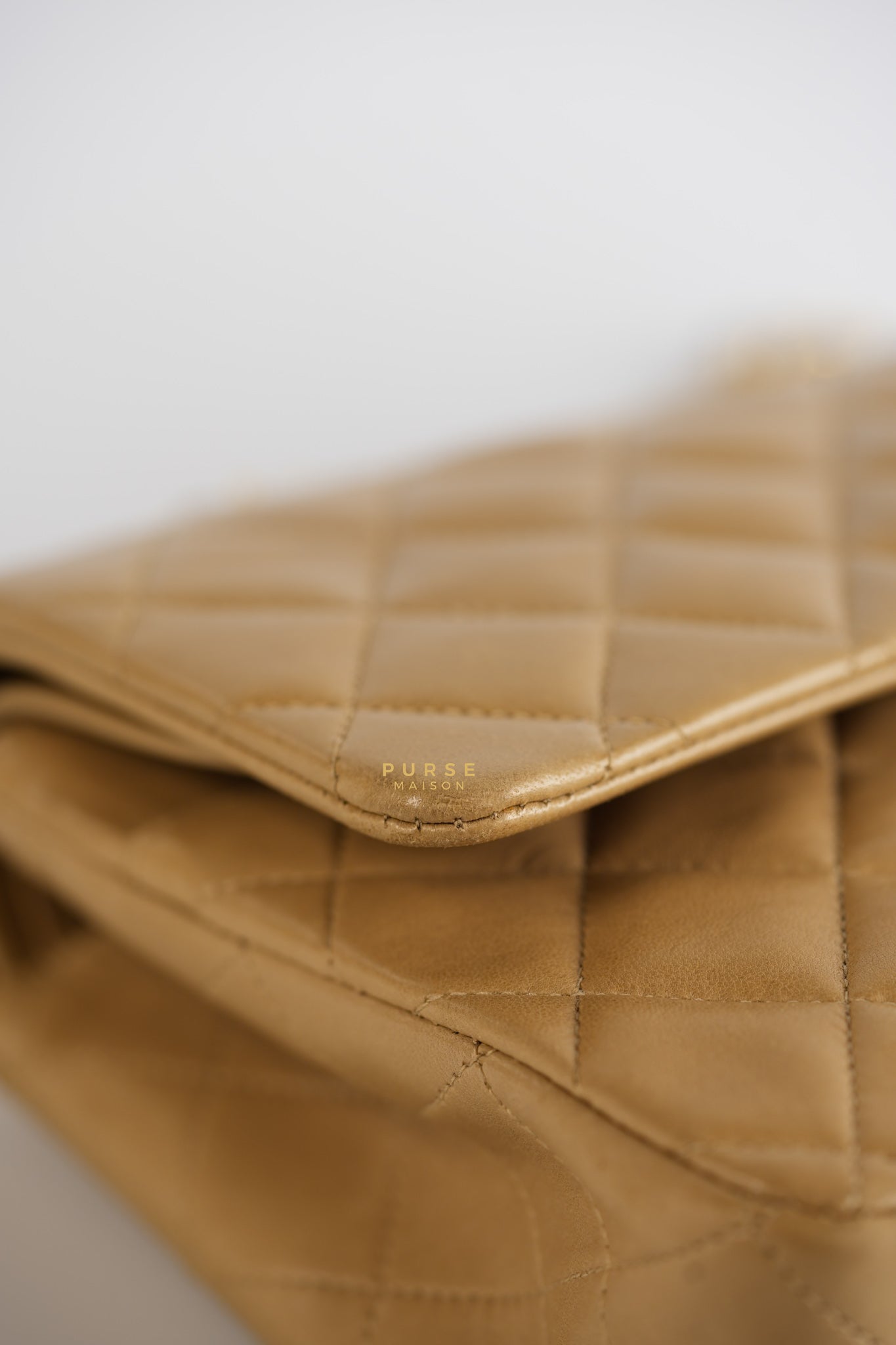 Vintage Classic Double Flap Medium in Dark Beige Lambskin and 24k Gold Hardware Series 3 | Purse Maison Luxury Bags Shop