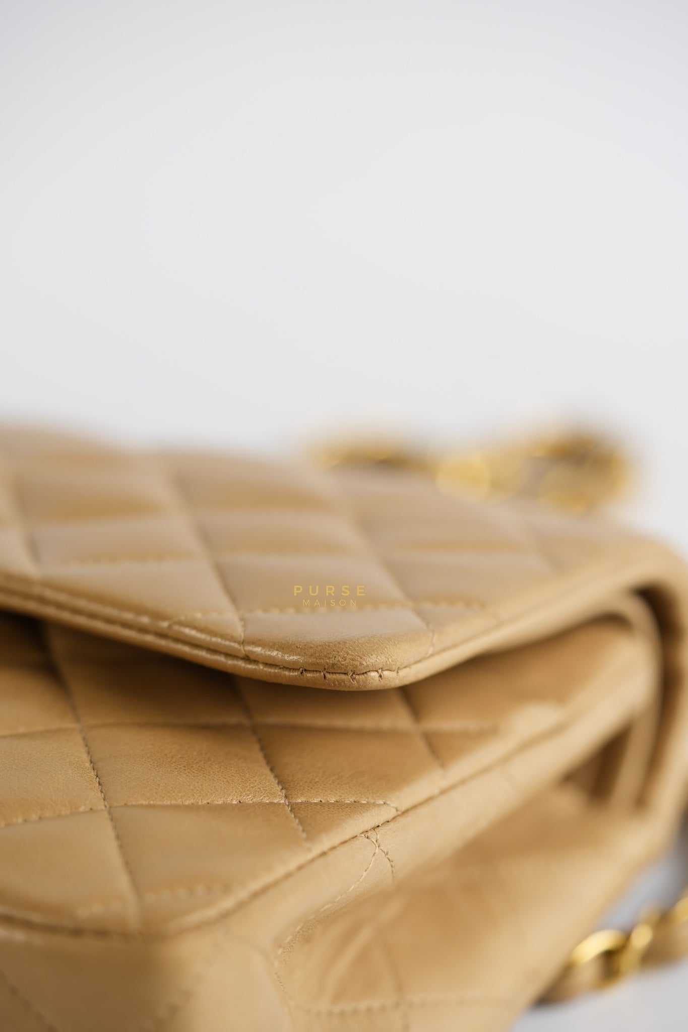 Vintage Classic Double Flap Medium in Dark Beige Lambskin and 24k Gold Hardware Series 3 | Purse Maison Luxury Bags Shop