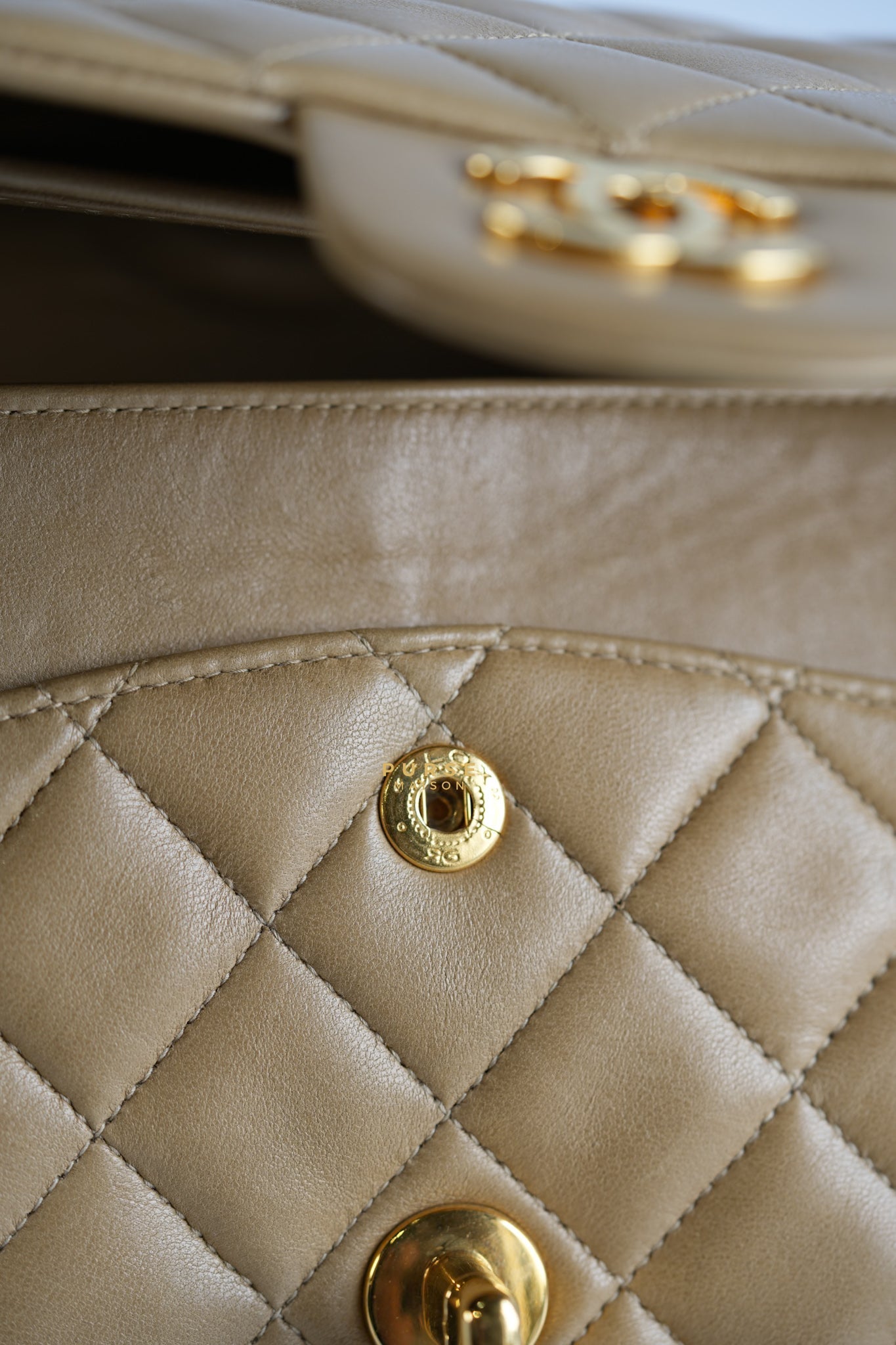 Vintage Classic Double Flap Medium in Dark Beige Lambskin and 24k Gold Hardware Series 3 | Purse Maison Luxury Bags Shop