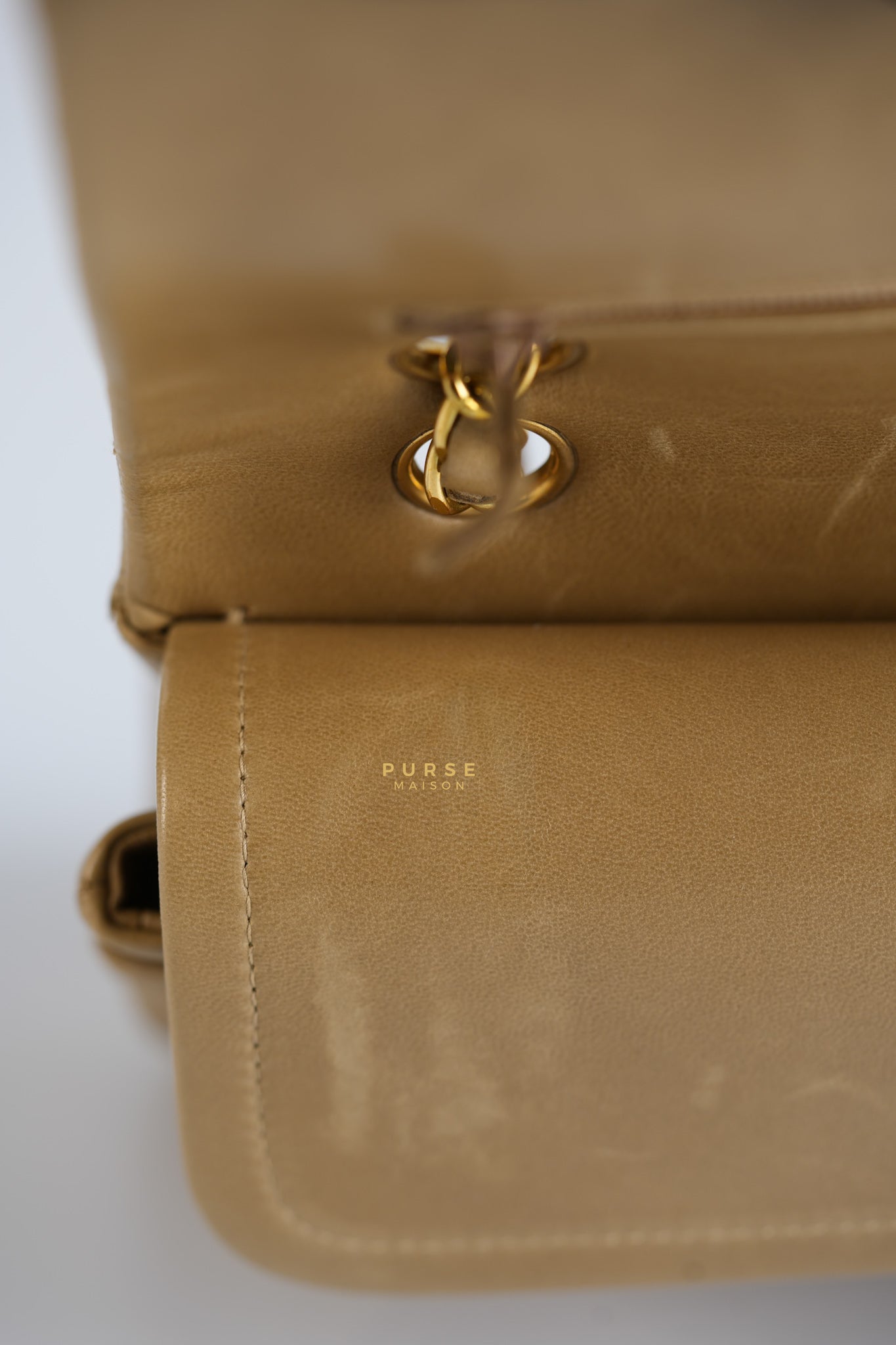 Vintage Classic Double Flap Medium in Dark Beige Lambskin and 24k Gold Hardware Series 3 | Purse Maison Luxury Bags Shop