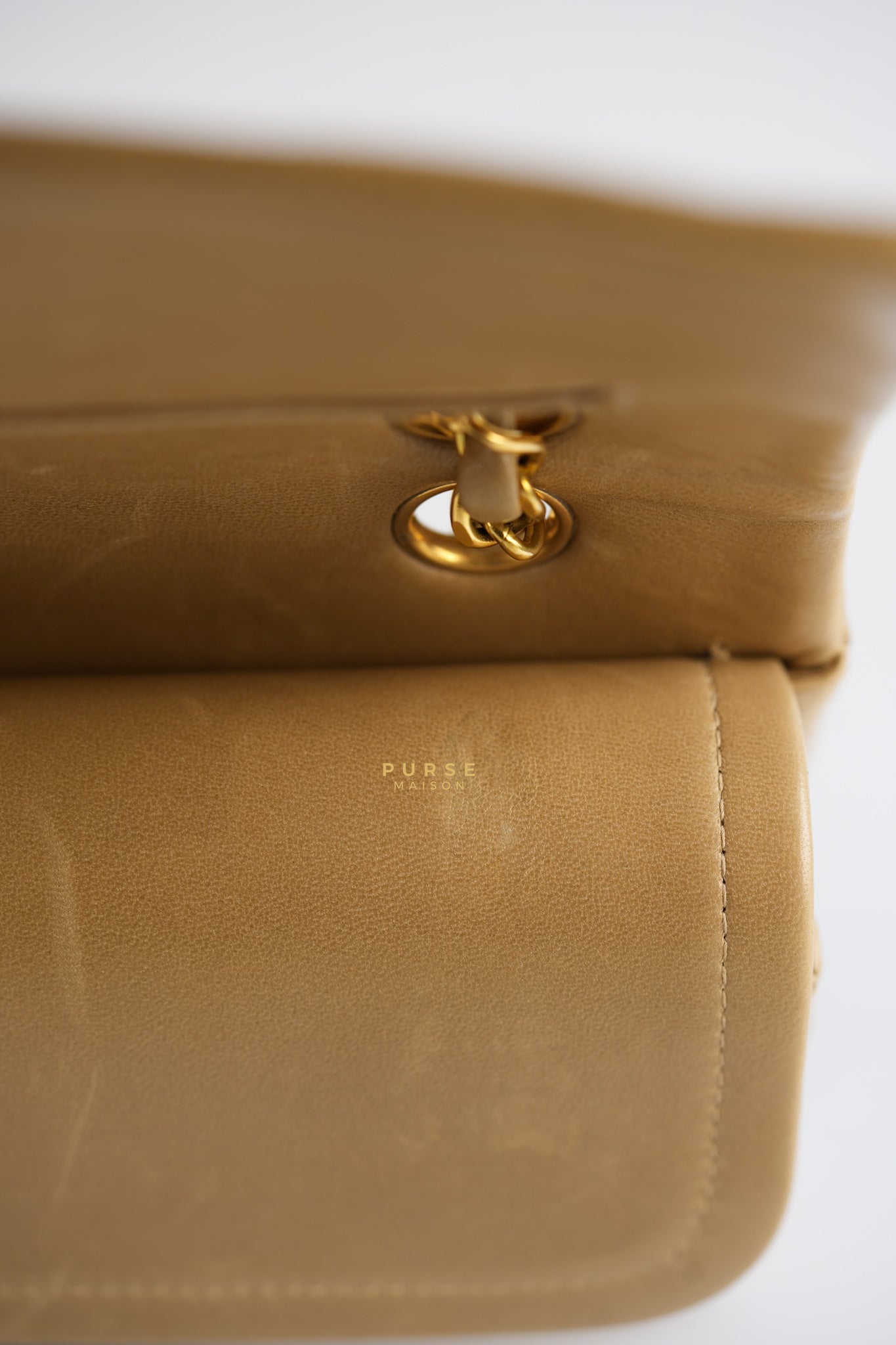 Vintage Classic Double Flap Medium in Dark Beige Lambskin and 24k Gold Hardware Series 3 | Purse Maison Luxury Bags Shop