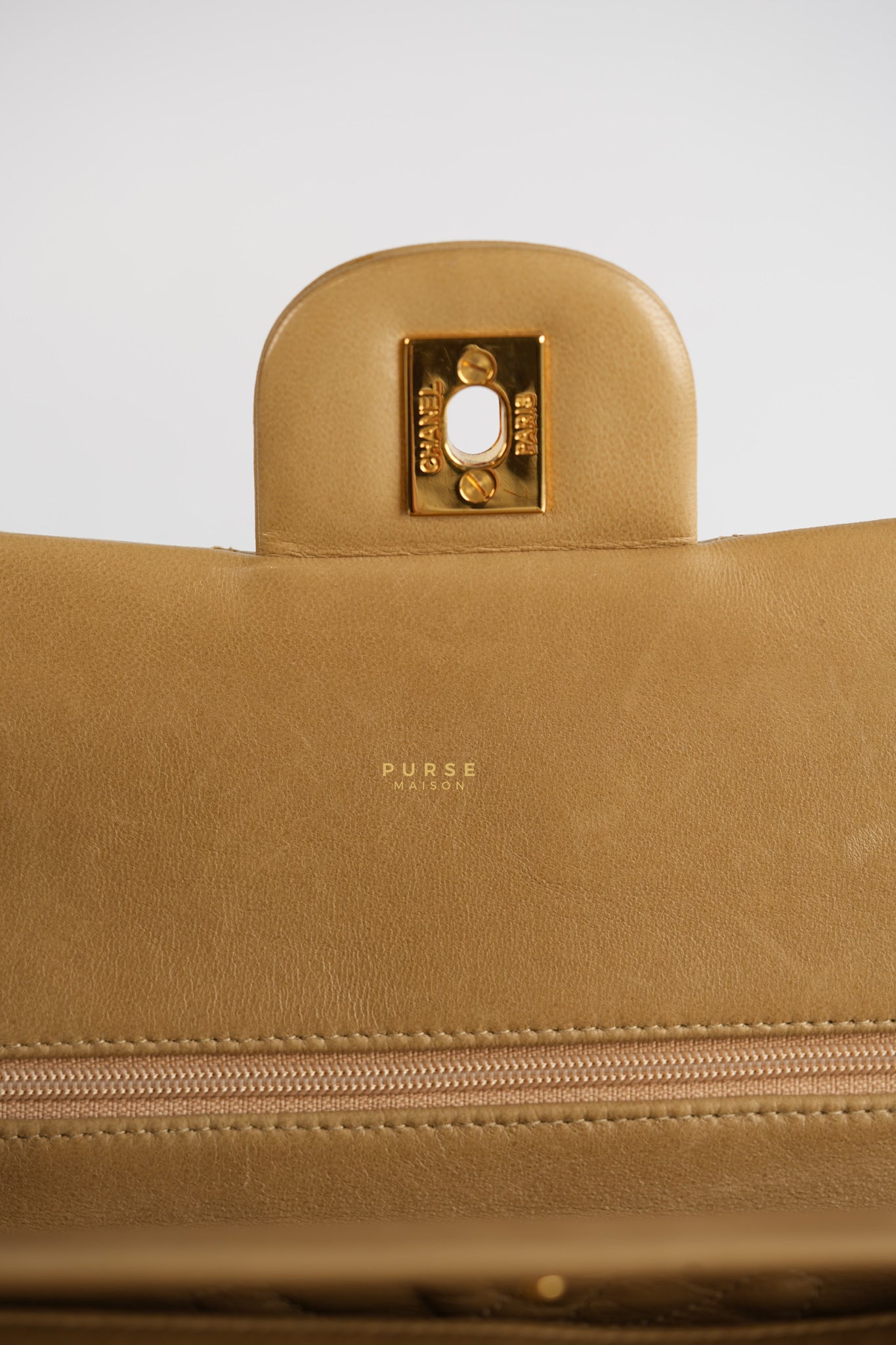 Vintage Classic Double Flap Medium in Dark Beige Lambskin and 24k Gold Hardware Series 3 | Purse Maison Luxury Bags Shop