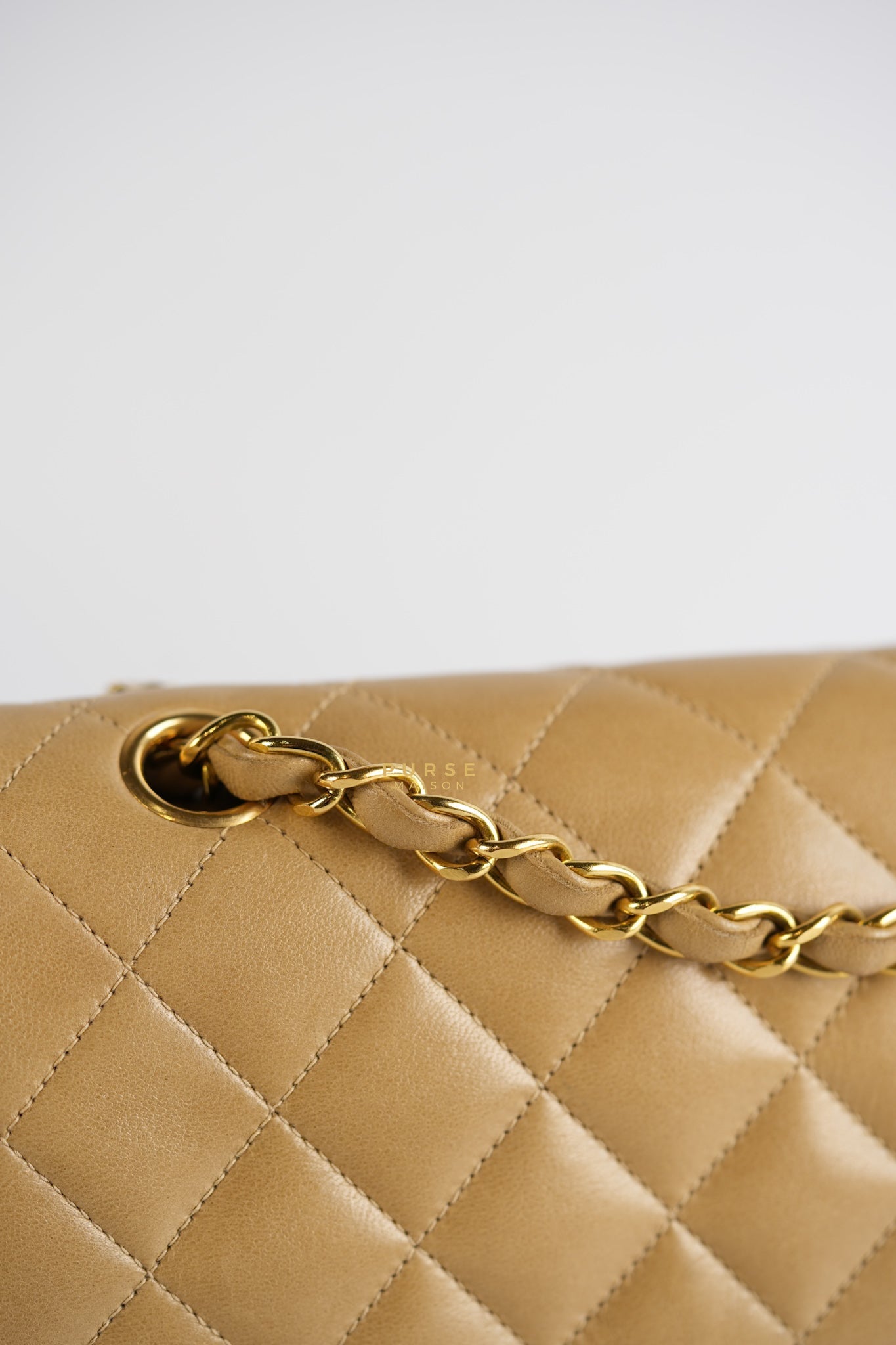 Vintage Classic Double Flap Medium in Dark Beige Lambskin and 24k Gold Hardware Series 3 | Purse Maison Luxury Bags Shop