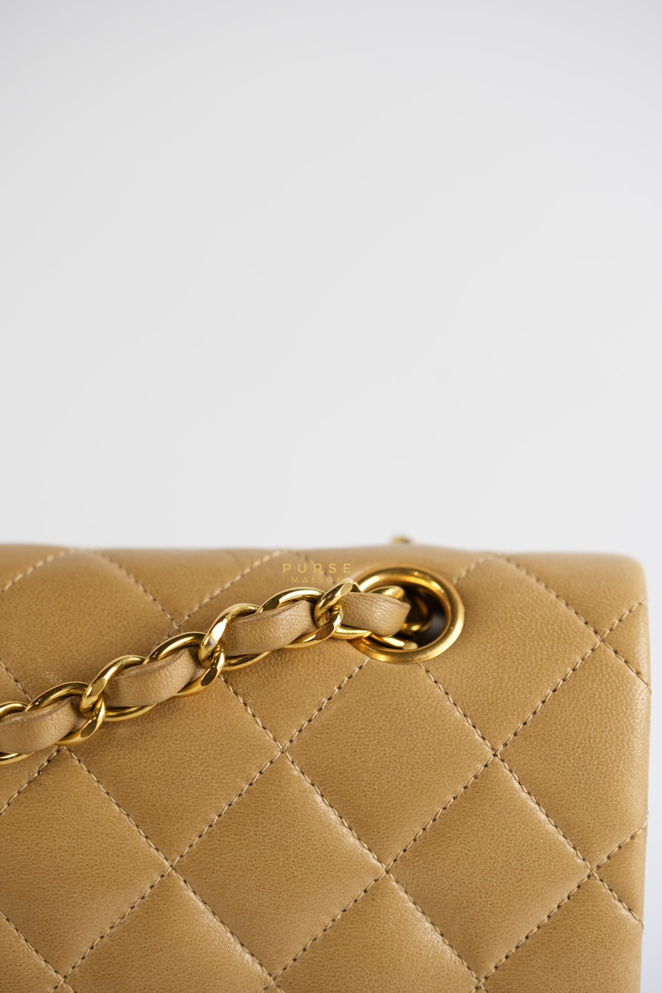 Vintage Classic Double Flap Medium in Dark Beige Lambskin and 24k Gold Hardware Series 3 | Purse Maison Luxury Bags Shop