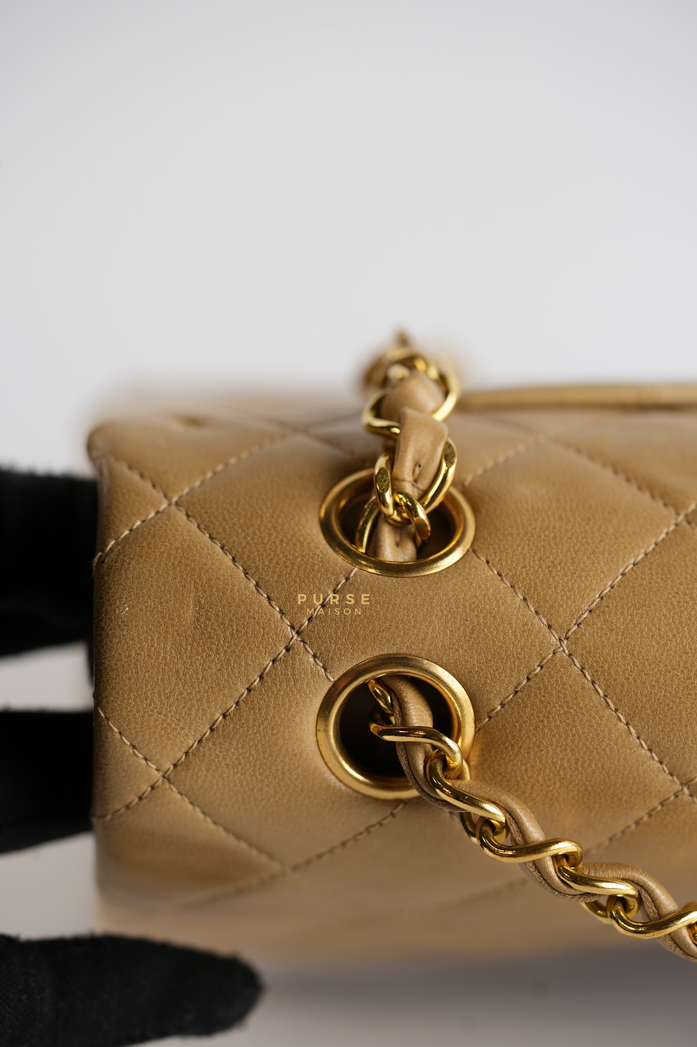 Vintage Classic Double Flap Medium in Dark Beige Lambskin and 24k Gold Hardware Series 3 | Purse Maison Luxury Bags Shop