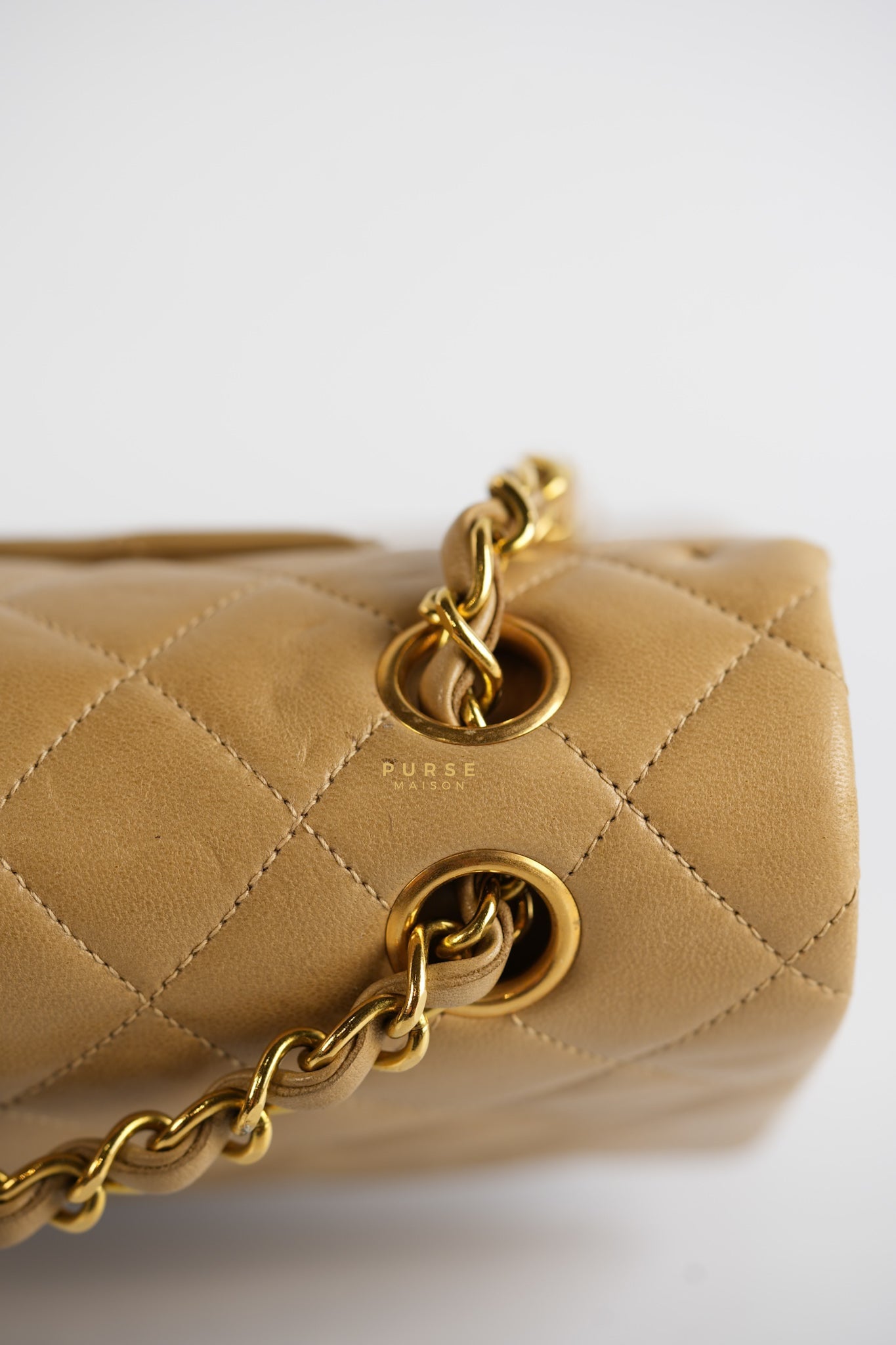 Vintage Classic Double Flap Medium in Dark Beige Lambskin and 24k Gold Hardware Series 3 | Purse Maison Luxury Bags Shop