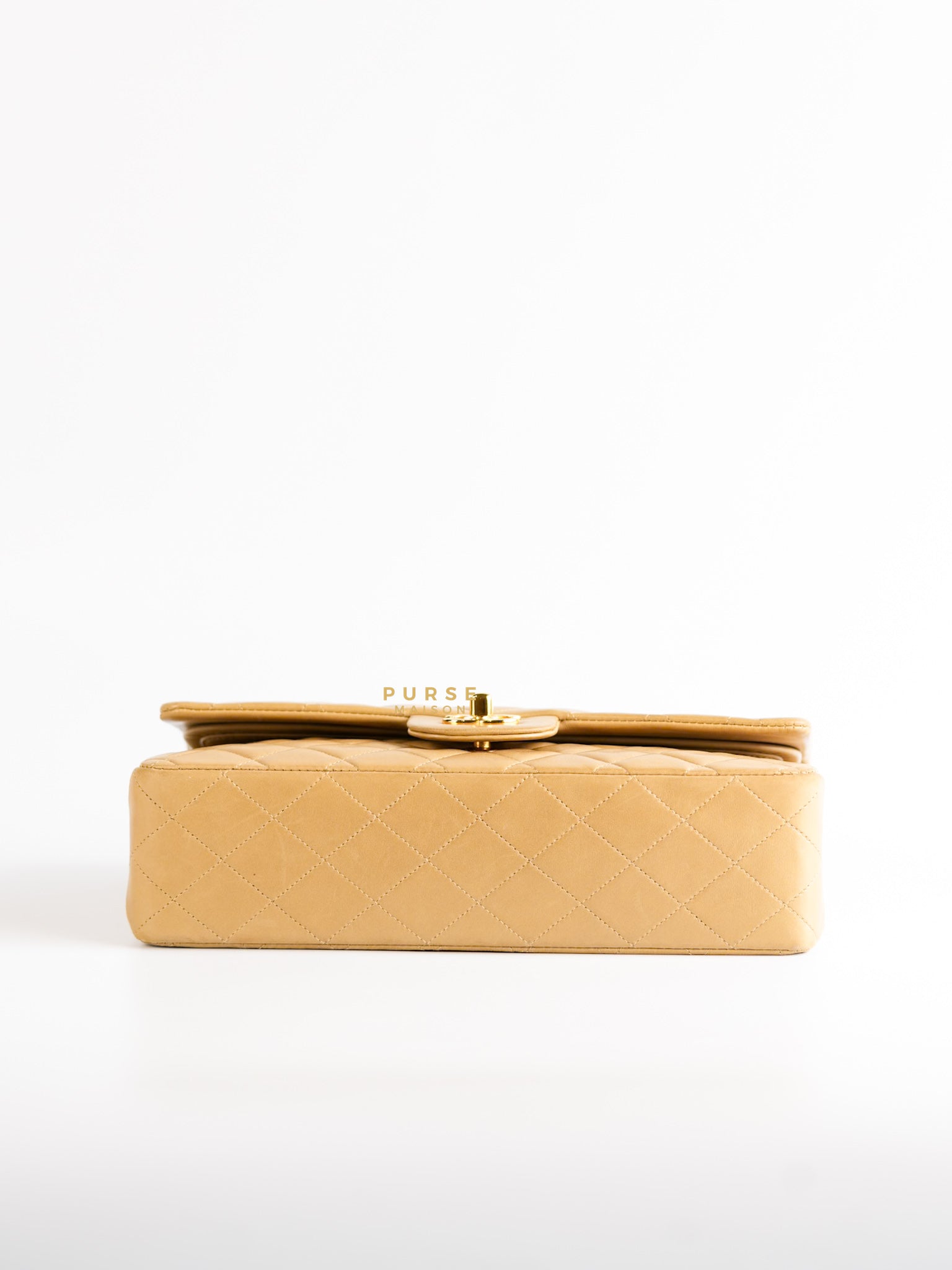 Vintage Classic Double Flap Medium in Dark Beige Lambskin and 24k Gold Hardware Series 3 | Purse Maison Luxury Bags Shop