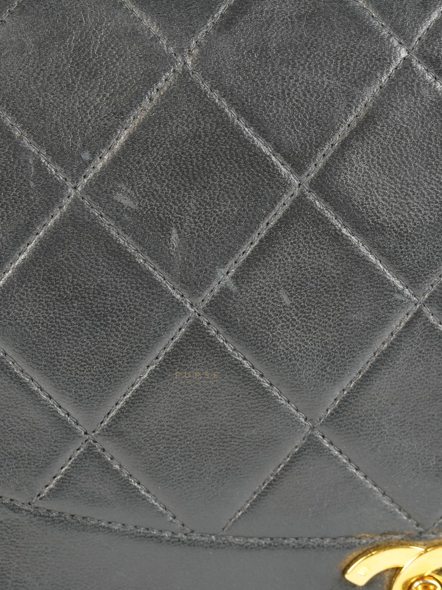 Vintage Diana Classic Single Flap Medium Black Quilted Lambskin Gold Hardware (Series 2) | Purse Maison Luxury Bags Shop