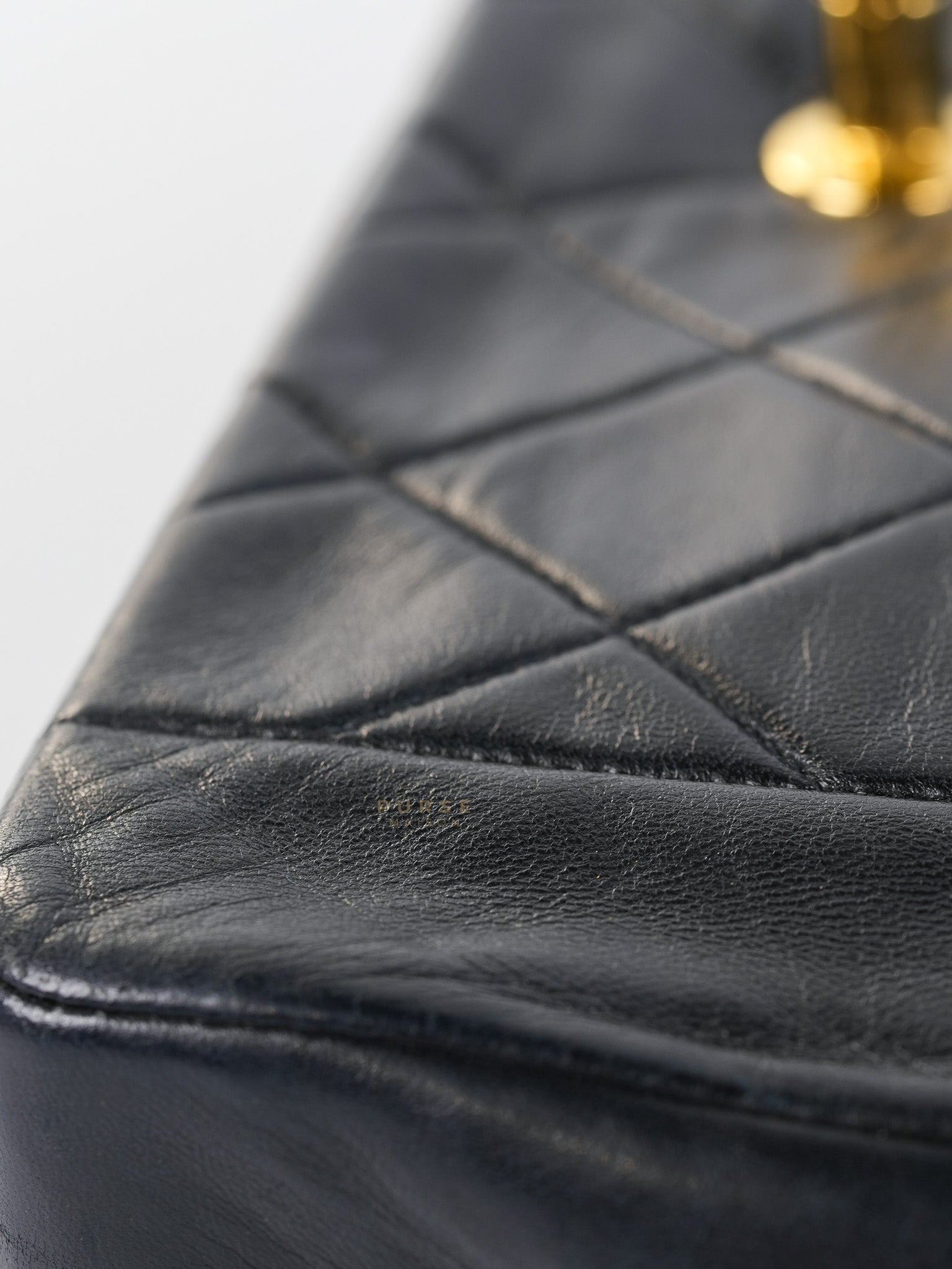 Vintage Diana Classic Single Flap Medium Black Quilted Lambskin Gold Hardware (Series 2) | Purse Maison Luxury Bags Shop