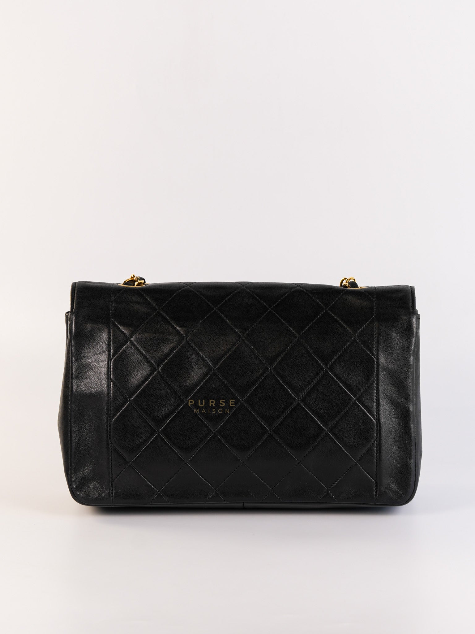 Vintage Diana Classic Single Flap Medium Black Quilted Lambskin Gold Hardware (Series 2) | Purse Maison Luxury Bags Shop