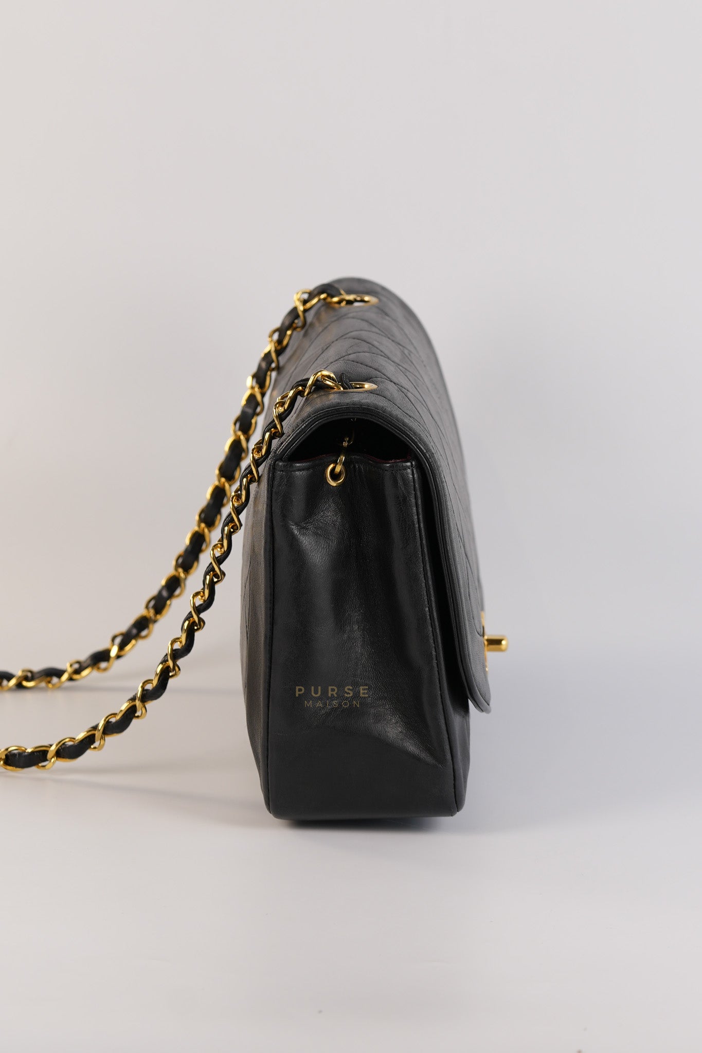 Vintage Diana Classic Single Flap Medium Black Quilted Lambskin Gold Hardware (Series 2) | Purse Maison Luxury Bags Shop