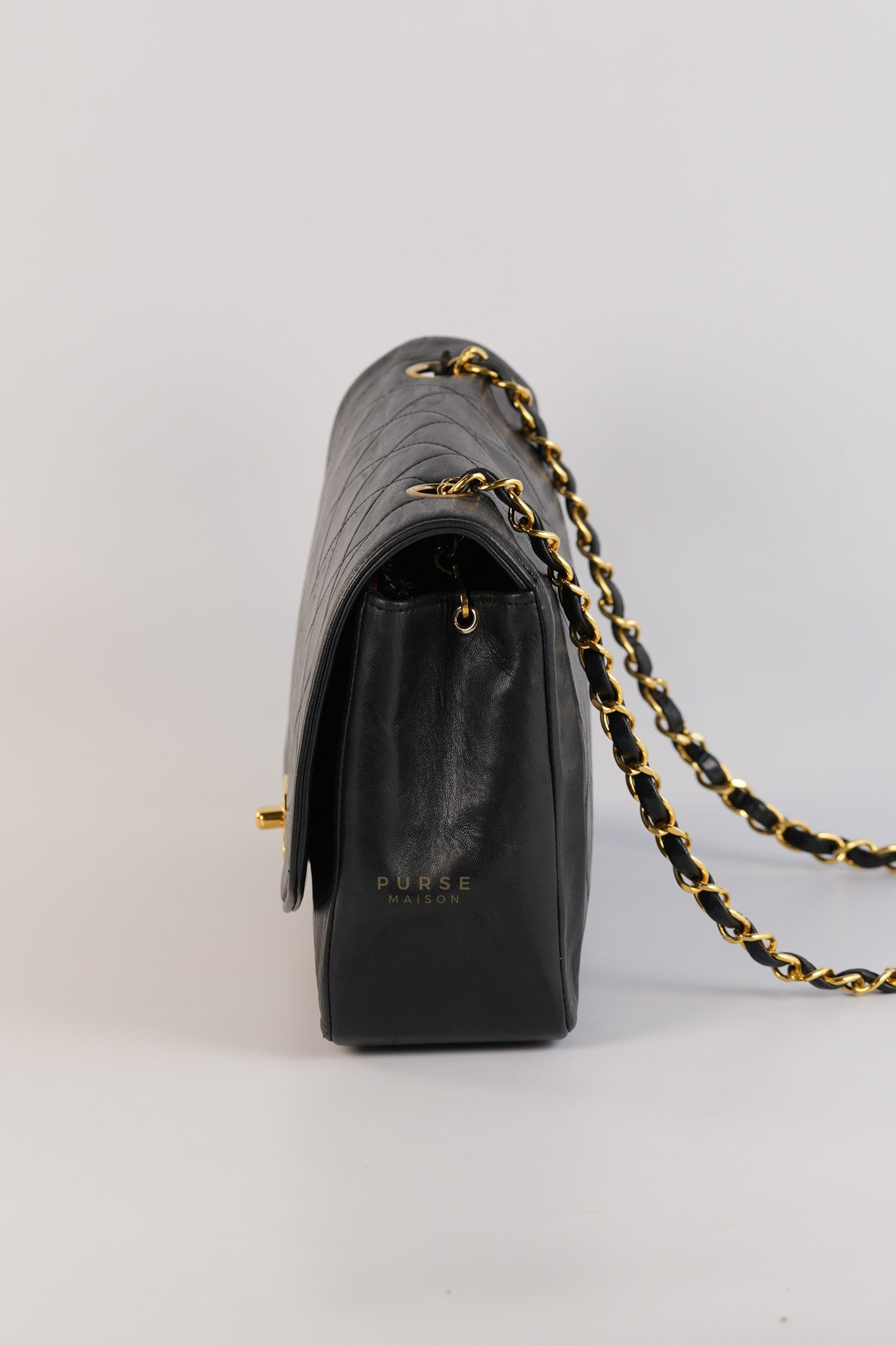 Vintage Diana Classic Single Flap Medium Black Quilted Lambskin Gold Hardware (Series 2) | Purse Maison Luxury Bags Shop
