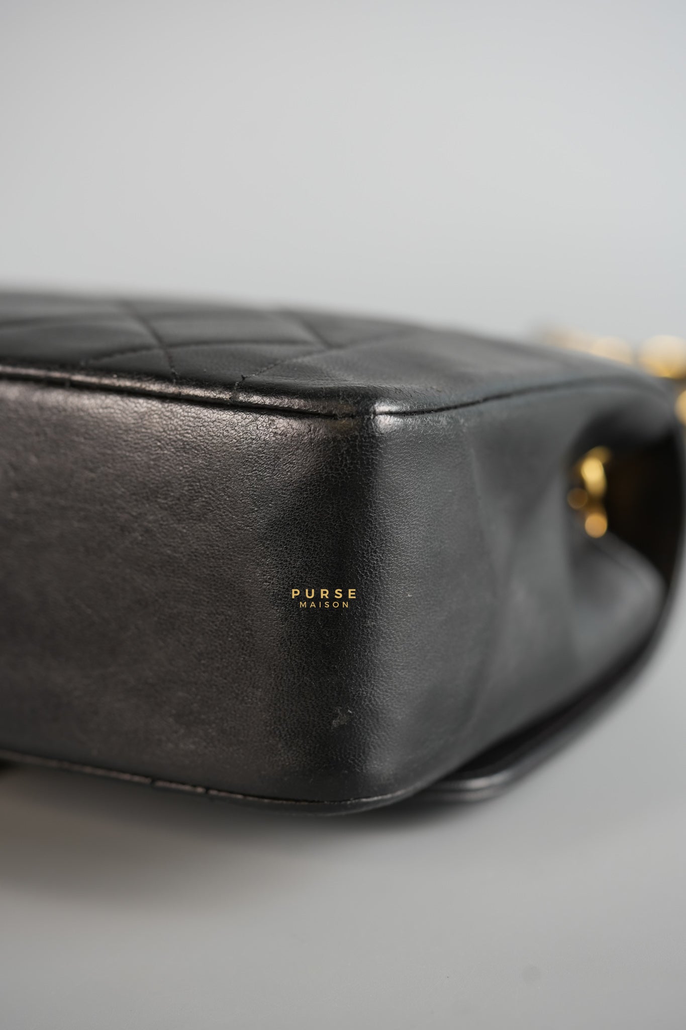 Vintage Diana Flap Bag Black Lambskin Leather and 24k Gold Hardware | Purse Maison Luxury Bags Shop