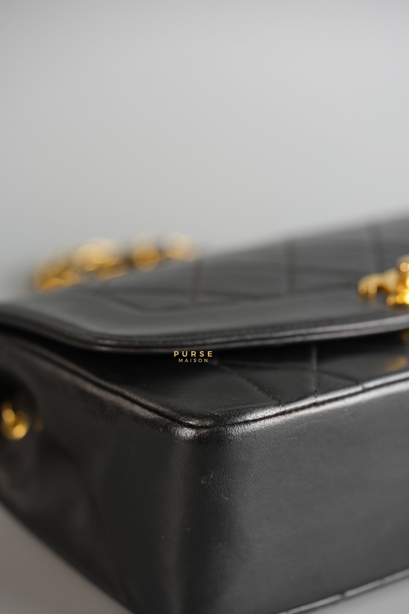 Vintage Diana Flap Bag Black Lambskin Leather and 24k Gold Hardware | Purse Maison Luxury Bags Shop