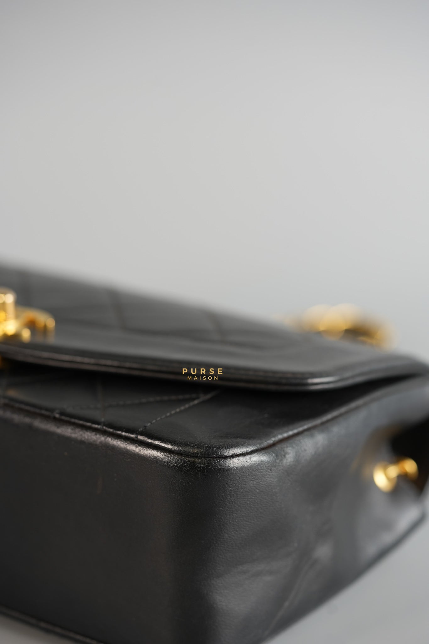 Vintage Diana Flap Bag Black Lambskin Leather and 24k Gold Hardware | Purse Maison Luxury Bags Shop