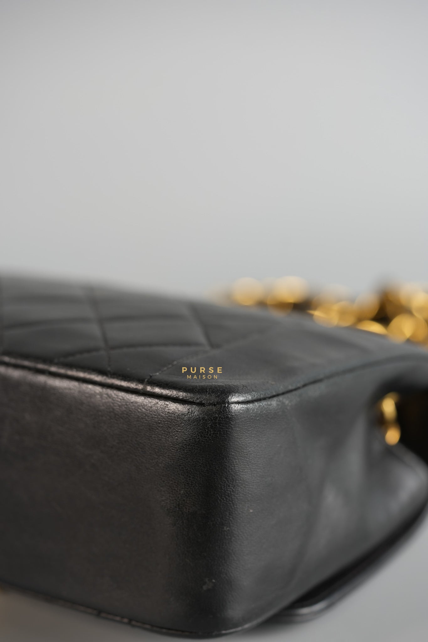 Vintage Diana Flap Bag Black Lambskin Leather and 24k Gold Hardware | Purse Maison Luxury Bags Shop