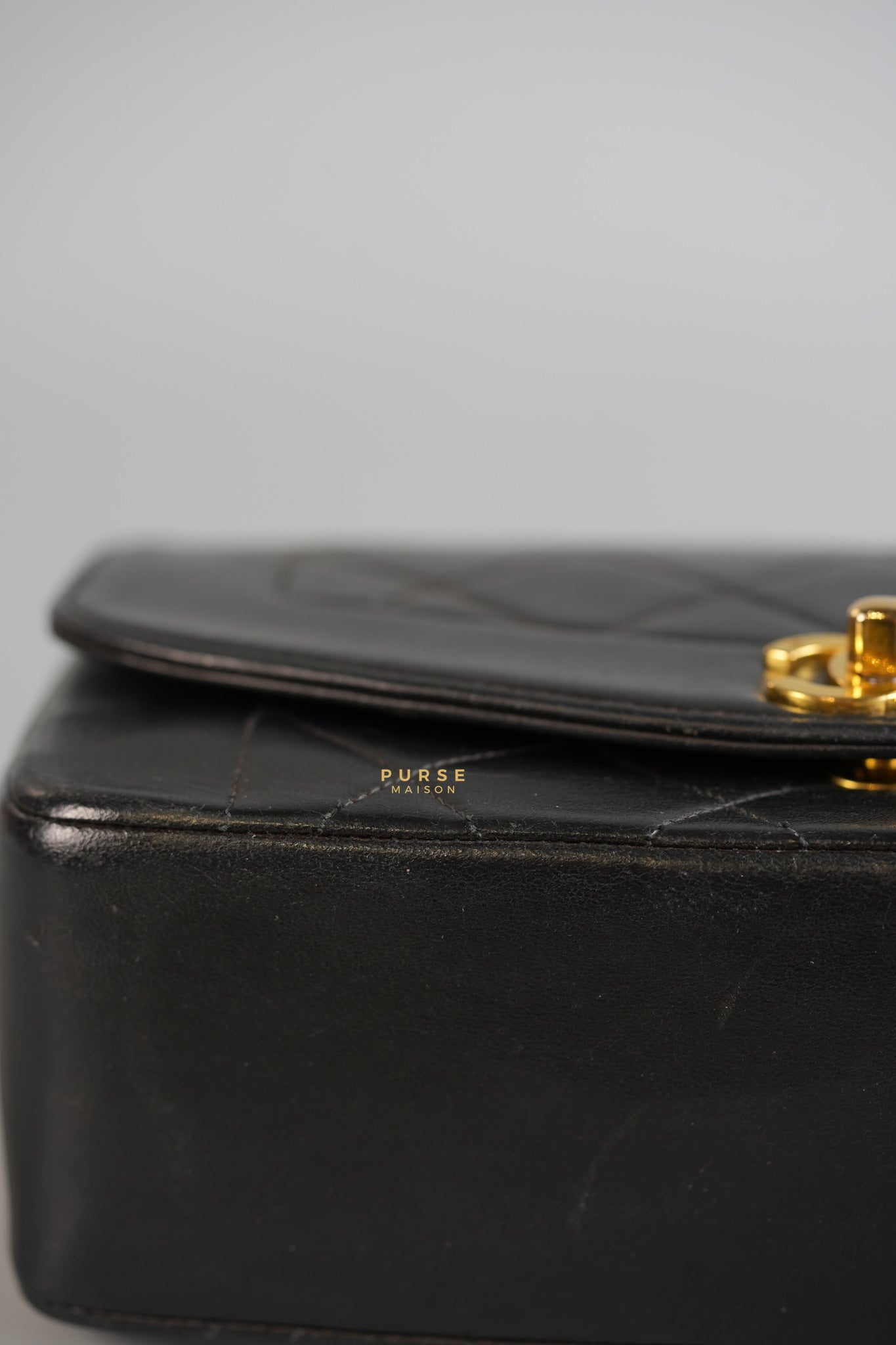 Vintage Diana Flap Bag Black Lambskin Leather and 24k Gold Hardware | Purse Maison Luxury Bags Shop