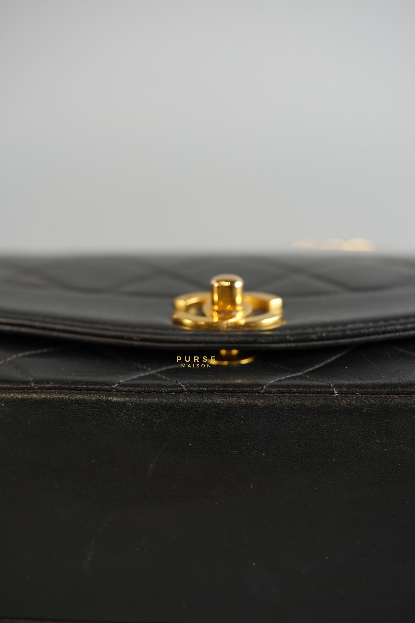 Vintage Diana Flap Bag Black Lambskin Leather and 24k Gold Hardware | Purse Maison Luxury Bags Shop