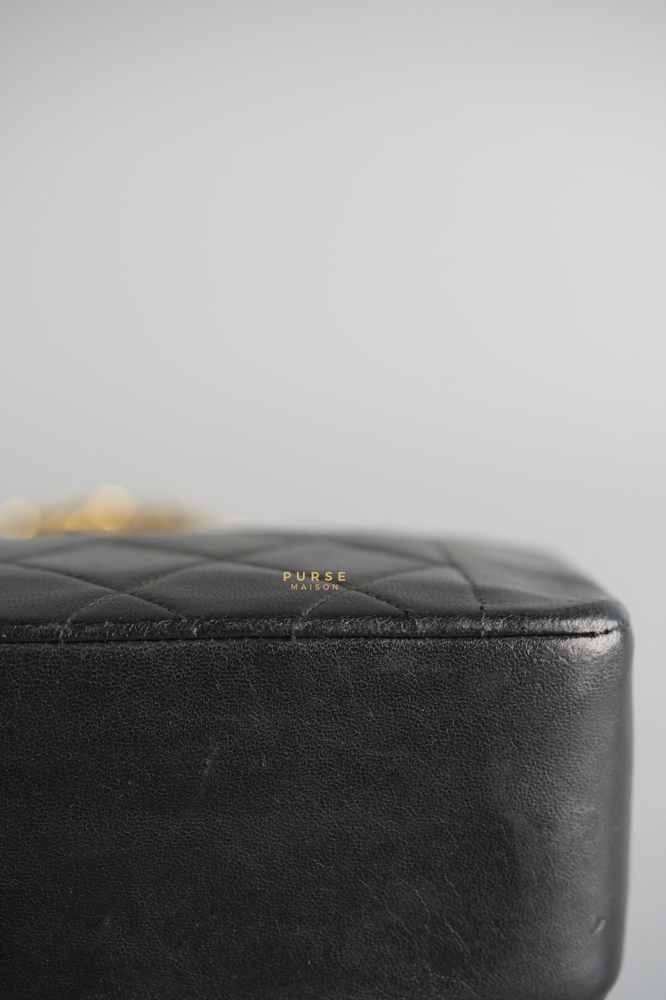 Vintage Diana Flap Bag Black Lambskin Leather and 24k Gold Hardware | Purse Maison Luxury Bags Shop