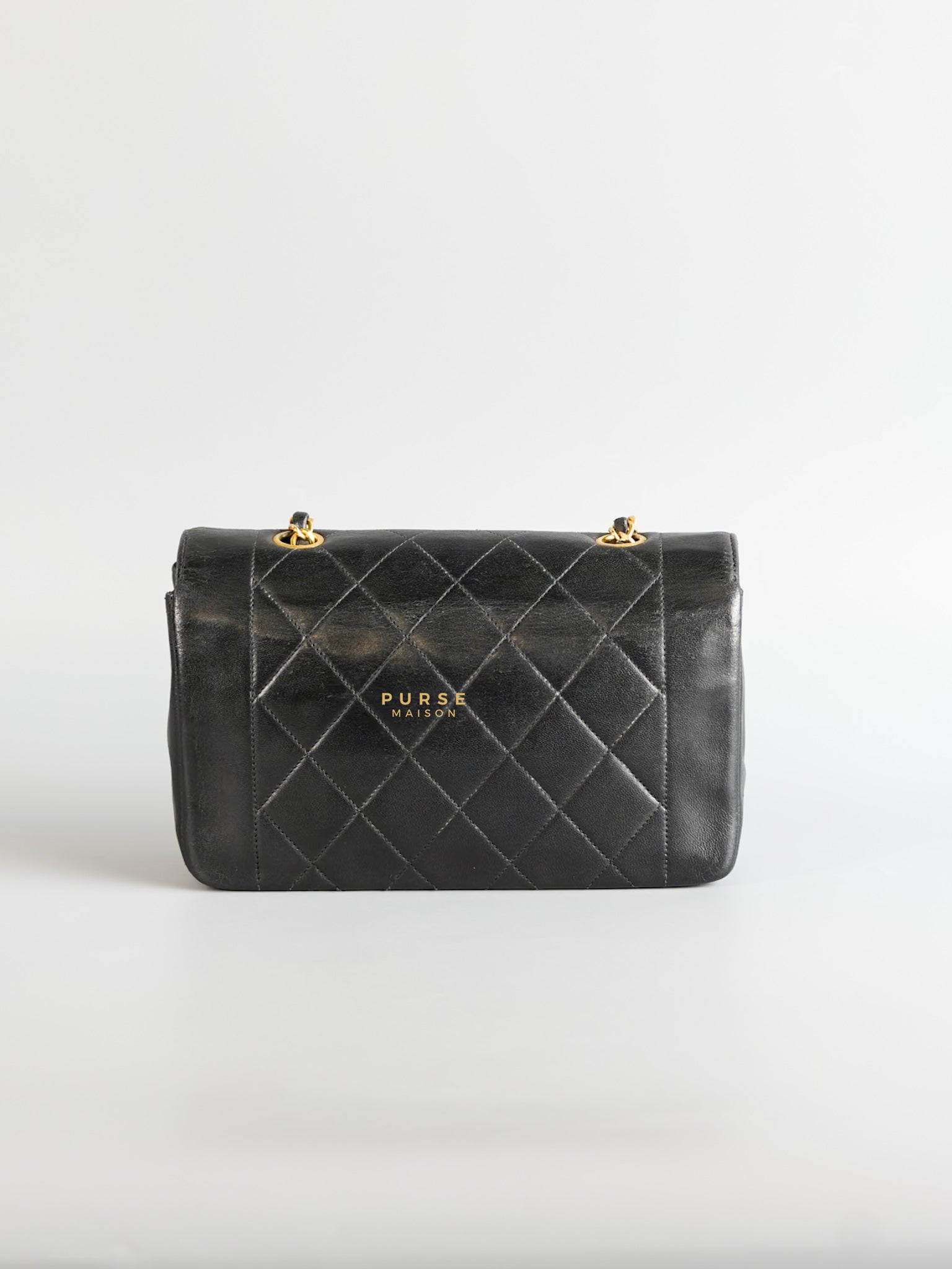 Vintage Diana Flap Bag Black Lambskin Leather and 24k Gold Hardware | Purse Maison Luxury Bags Shop