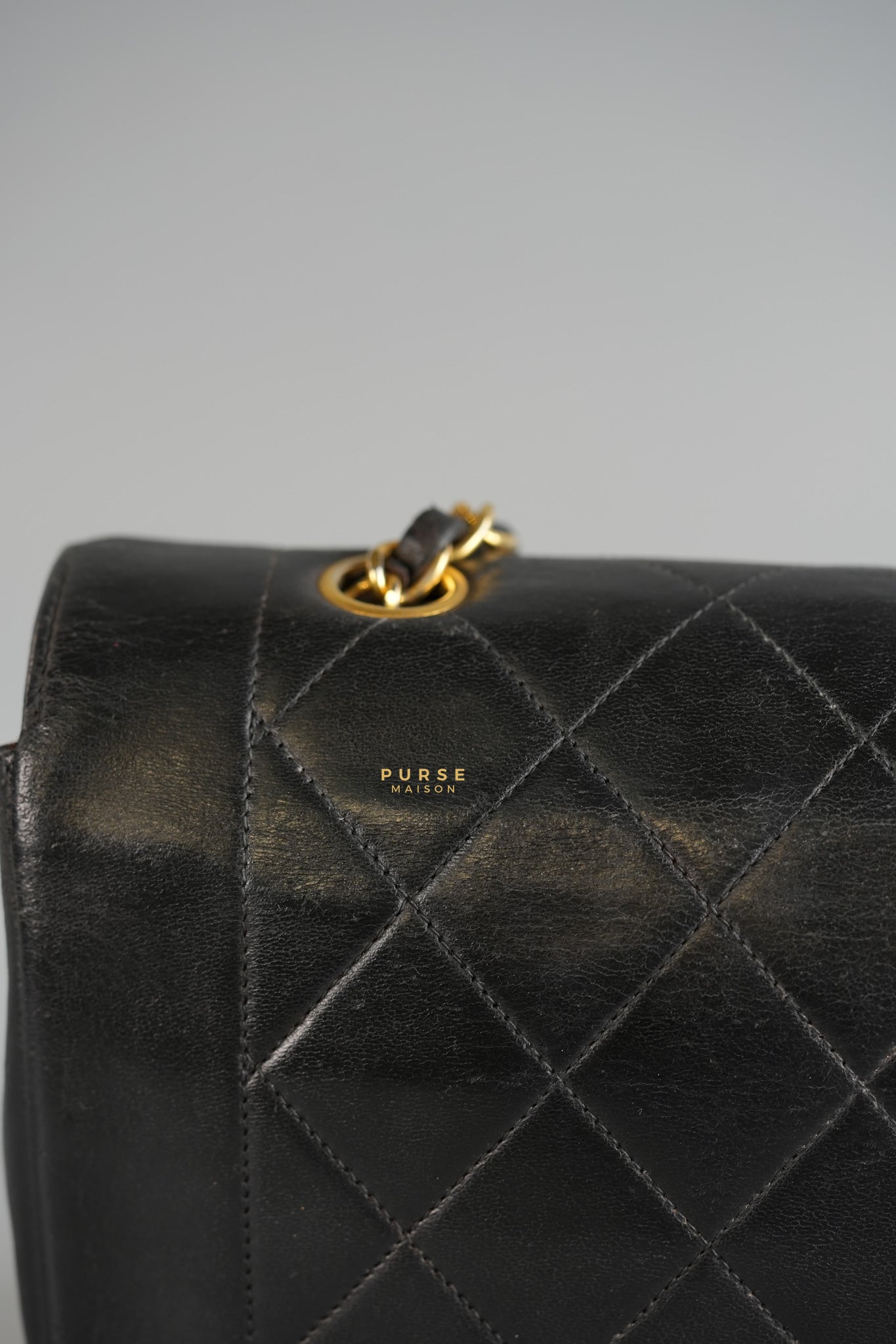 Vintage Diana Flap Bag Black Lambskin Leather and 24k Gold Hardware | Purse Maison Luxury Bags Shop