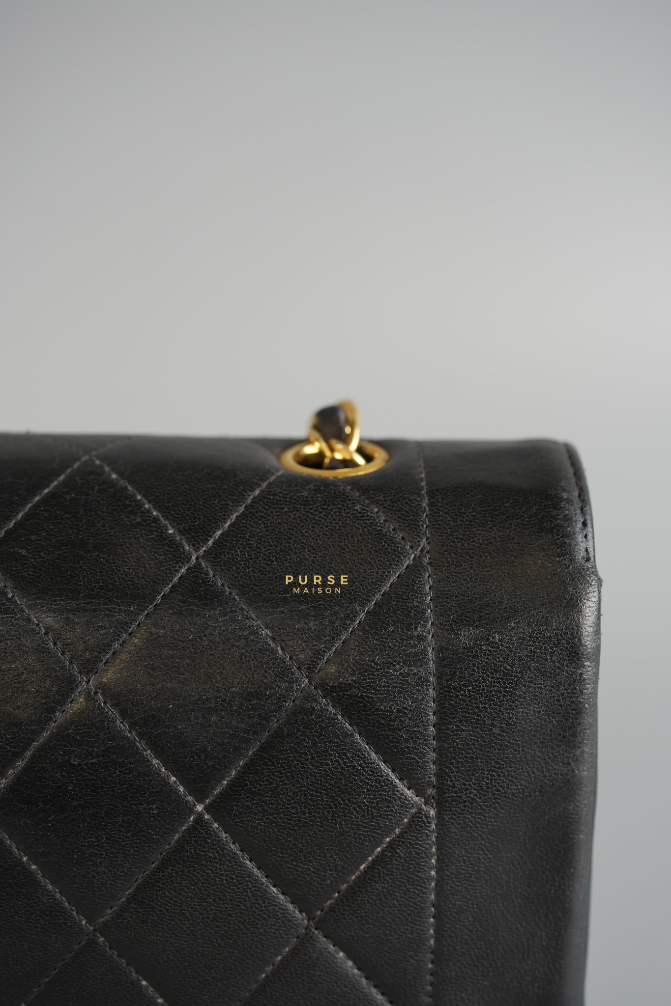 Vintage Diana Flap Bag Black Lambskin Leather and 24k Gold Hardware | Purse Maison Luxury Bags Shop