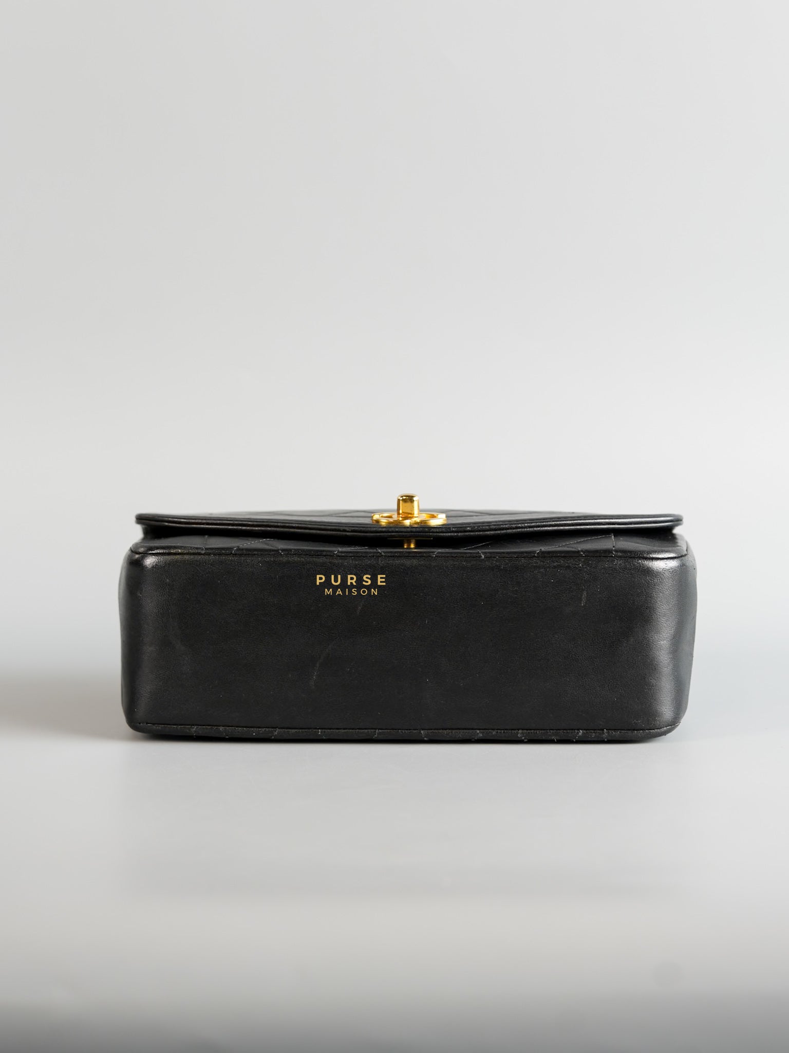 Vintage Diana Flap Bag Black Lambskin Leather and 24k Gold Hardware | Purse Maison Luxury Bags Shop