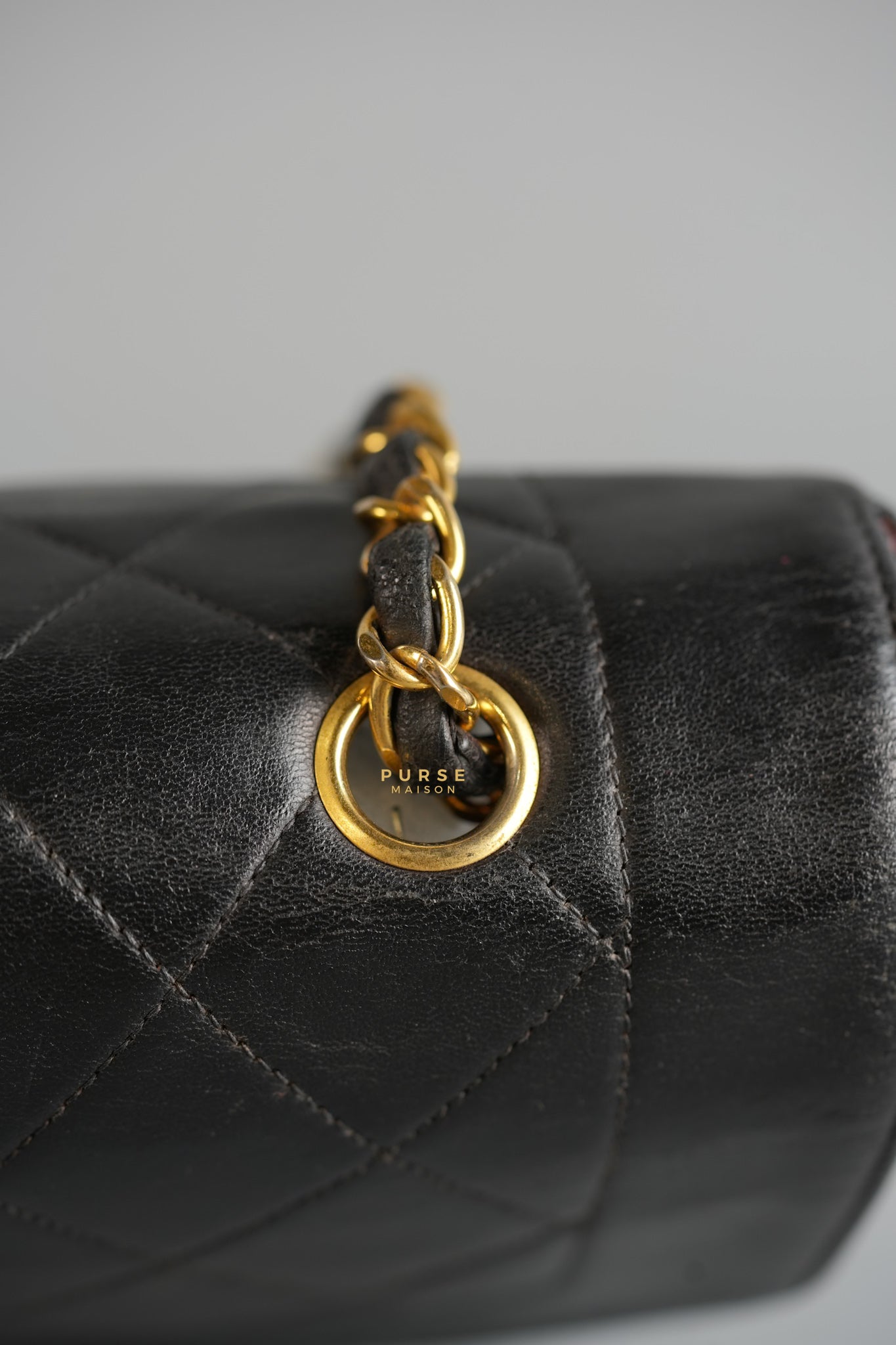 Vintage Diana Flap Bag Black Lambskin Leather and 24k Gold Hardware | Purse Maison Luxury Bags Shop