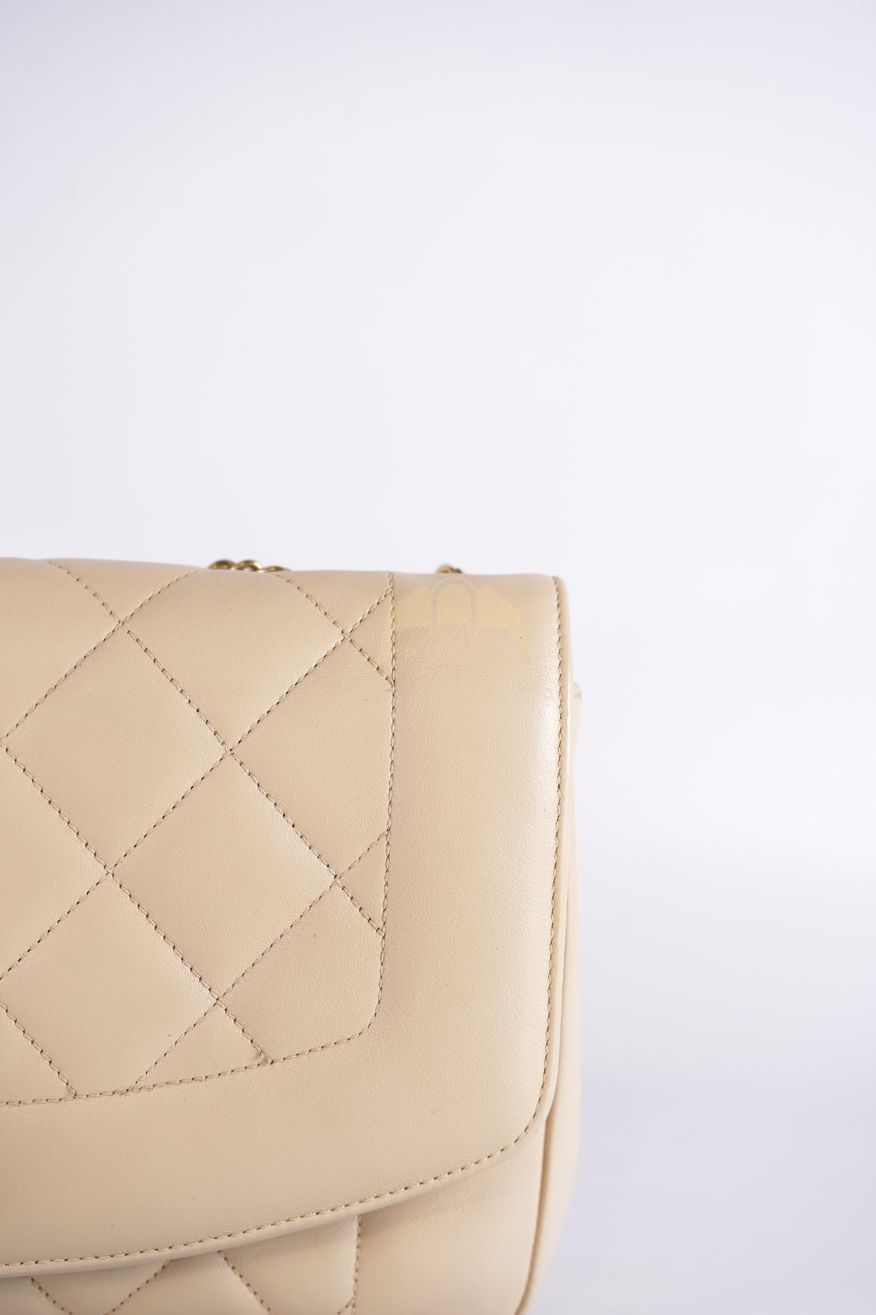 Vintage Diana Medium in Beige Calfskin Leather and Gold Hardware Series 20 | Purse Maison Luxury Bags Shop