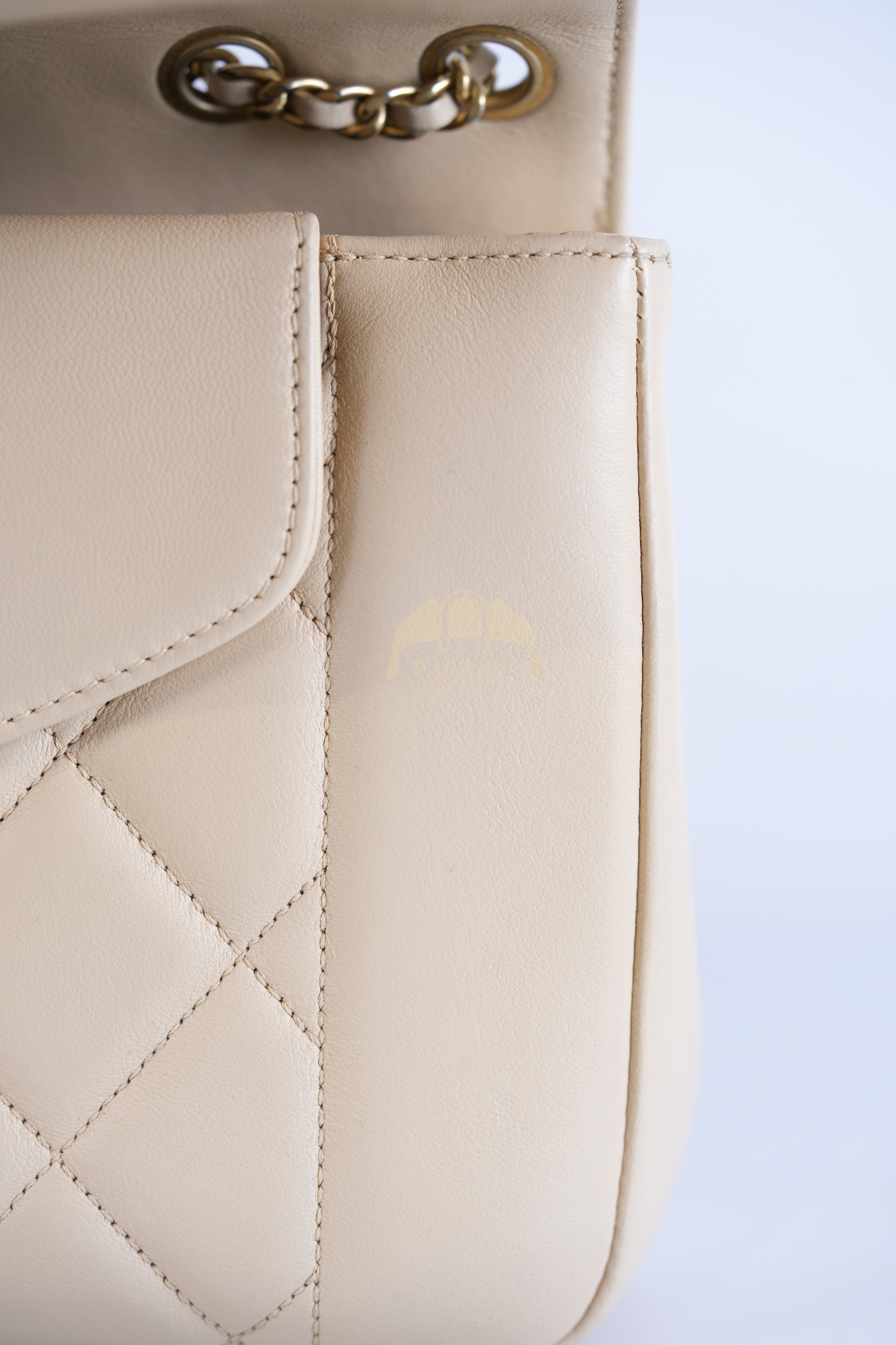 Vintage Diana Medium in Beige Calfskin Leather and Gold Hardware Series 20 | Purse Maison Luxury Bags Shop