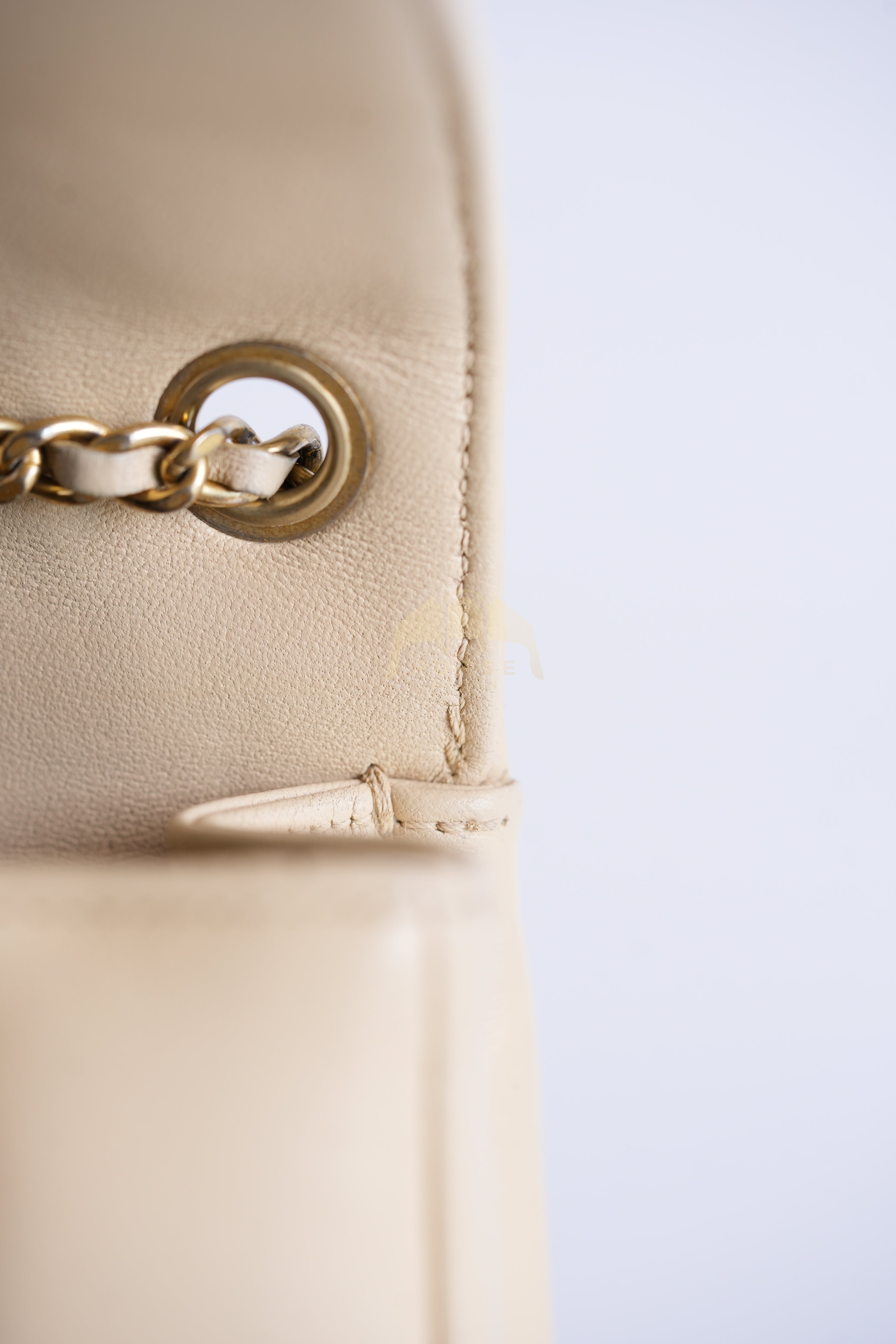 Vintage Diana Medium in Beige Calfskin Leather and Gold Hardware Series 20 | Purse Maison Luxury Bags Shop