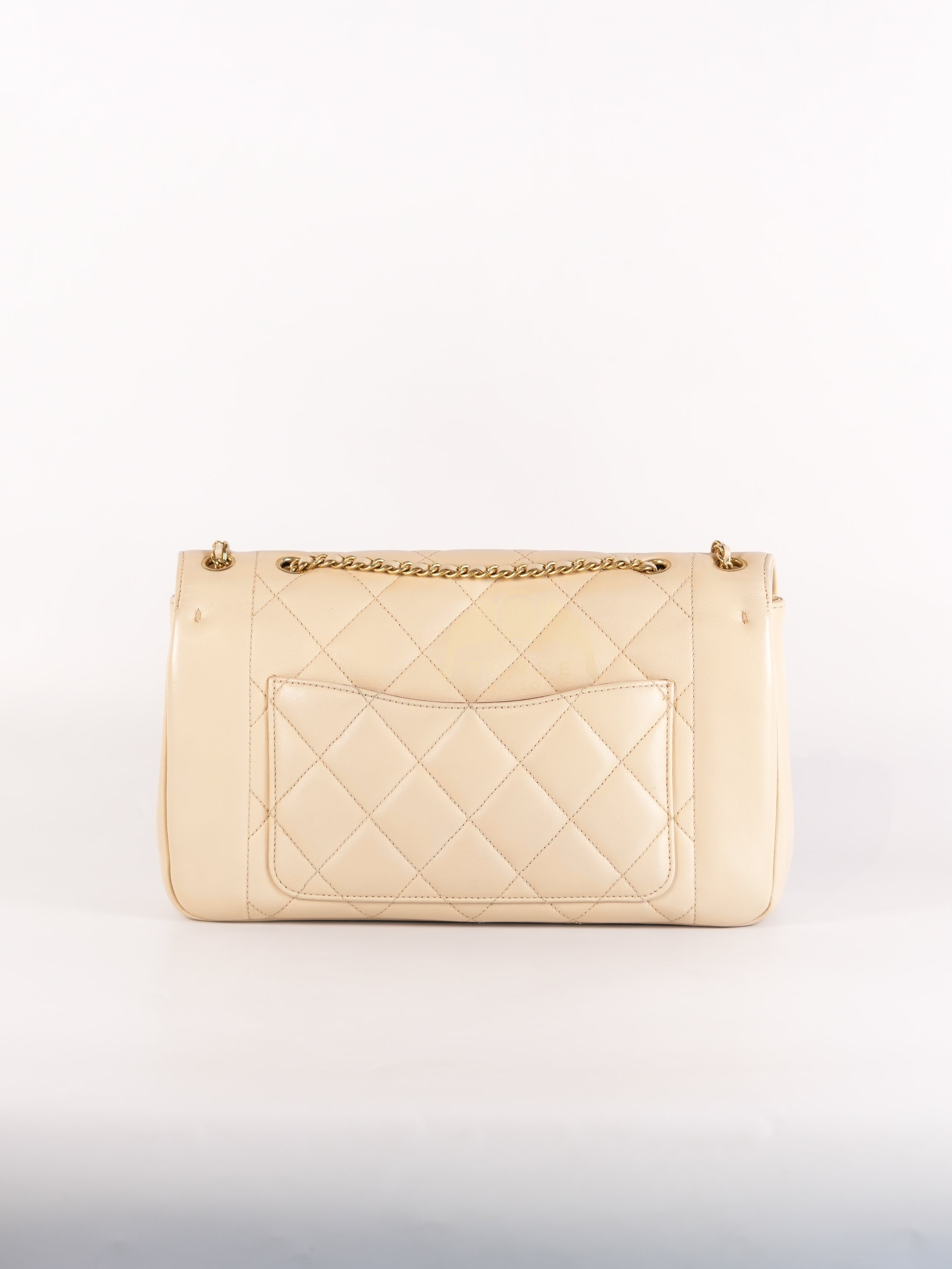 Vintage Diana Medium in Beige Calfskin Leather and Gold Hardware Series 20 | Purse Maison Luxury Bags Shop