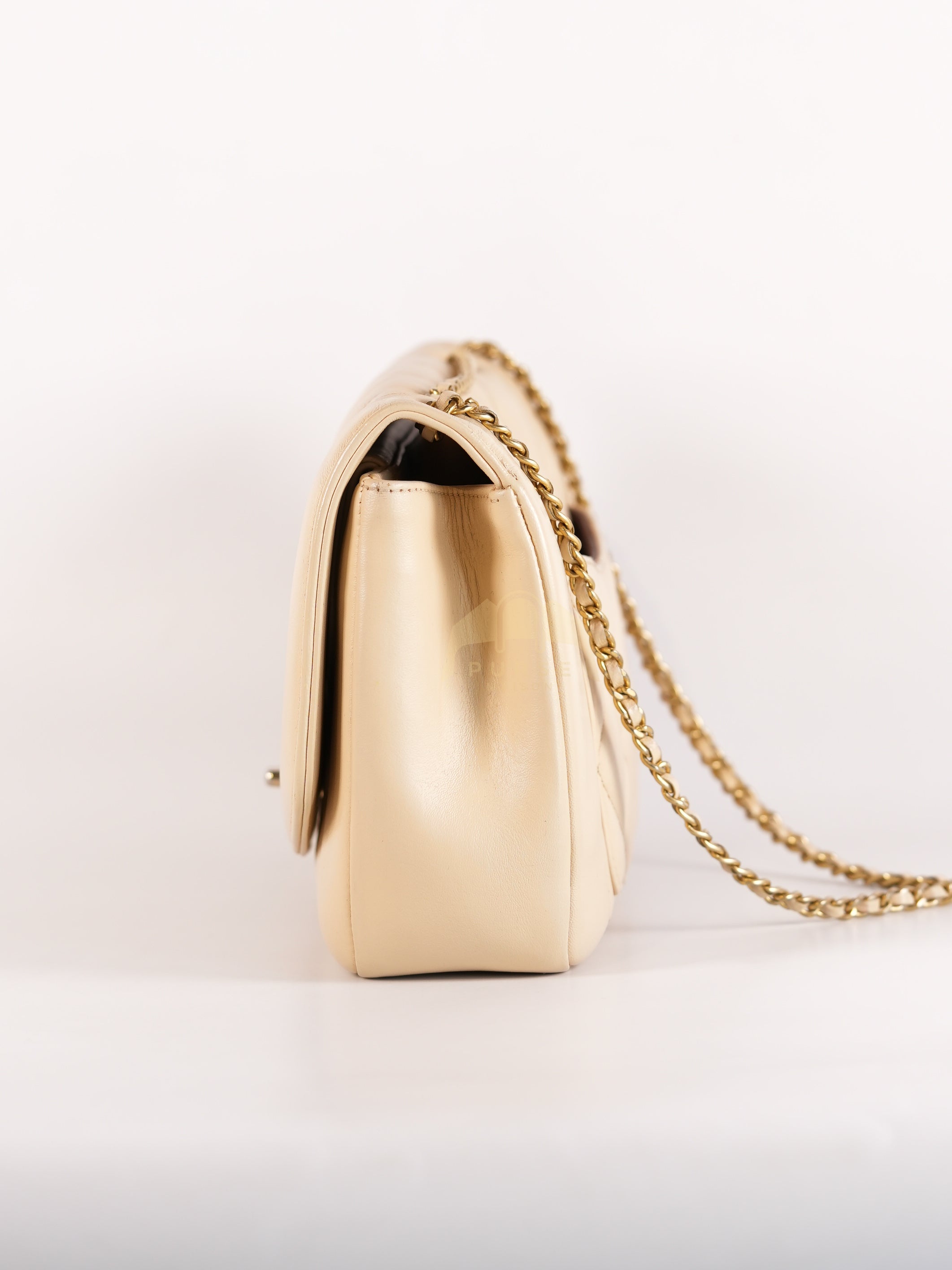 Vintage Diana Medium in Beige Calfskin Leather and Gold Hardware Series 20 | Purse Maison Luxury Bags Shop