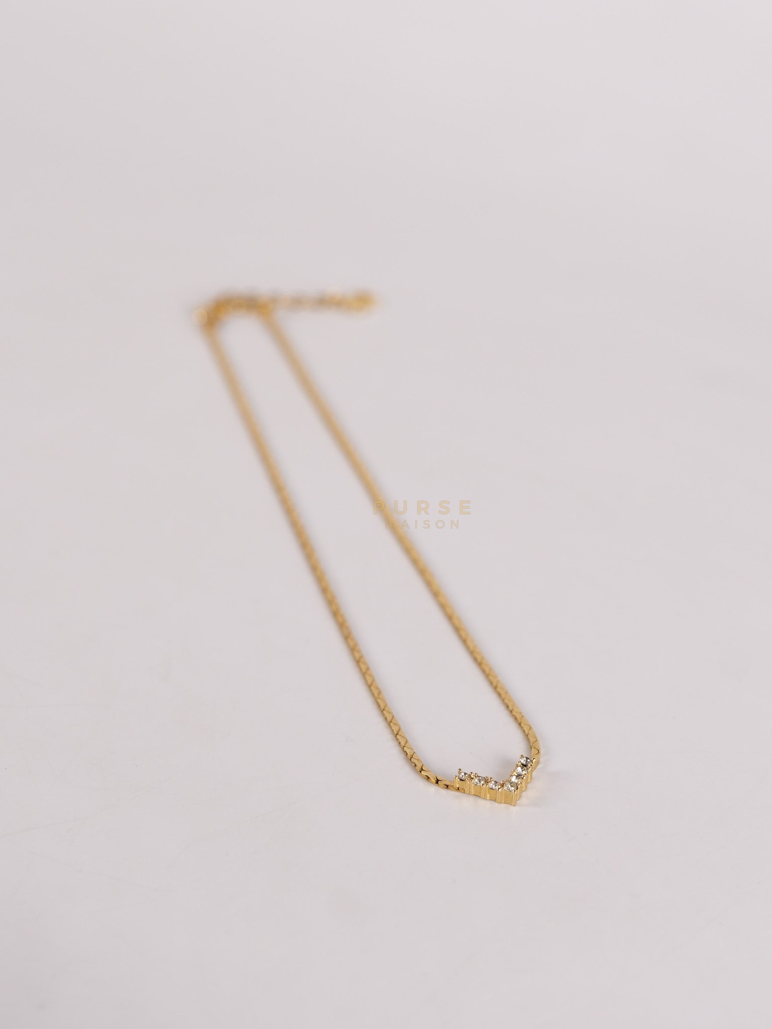 Vintage Dior V Point Chain Crystal Rhinestone Necklace | Purse Maison Luxury Bags Shop