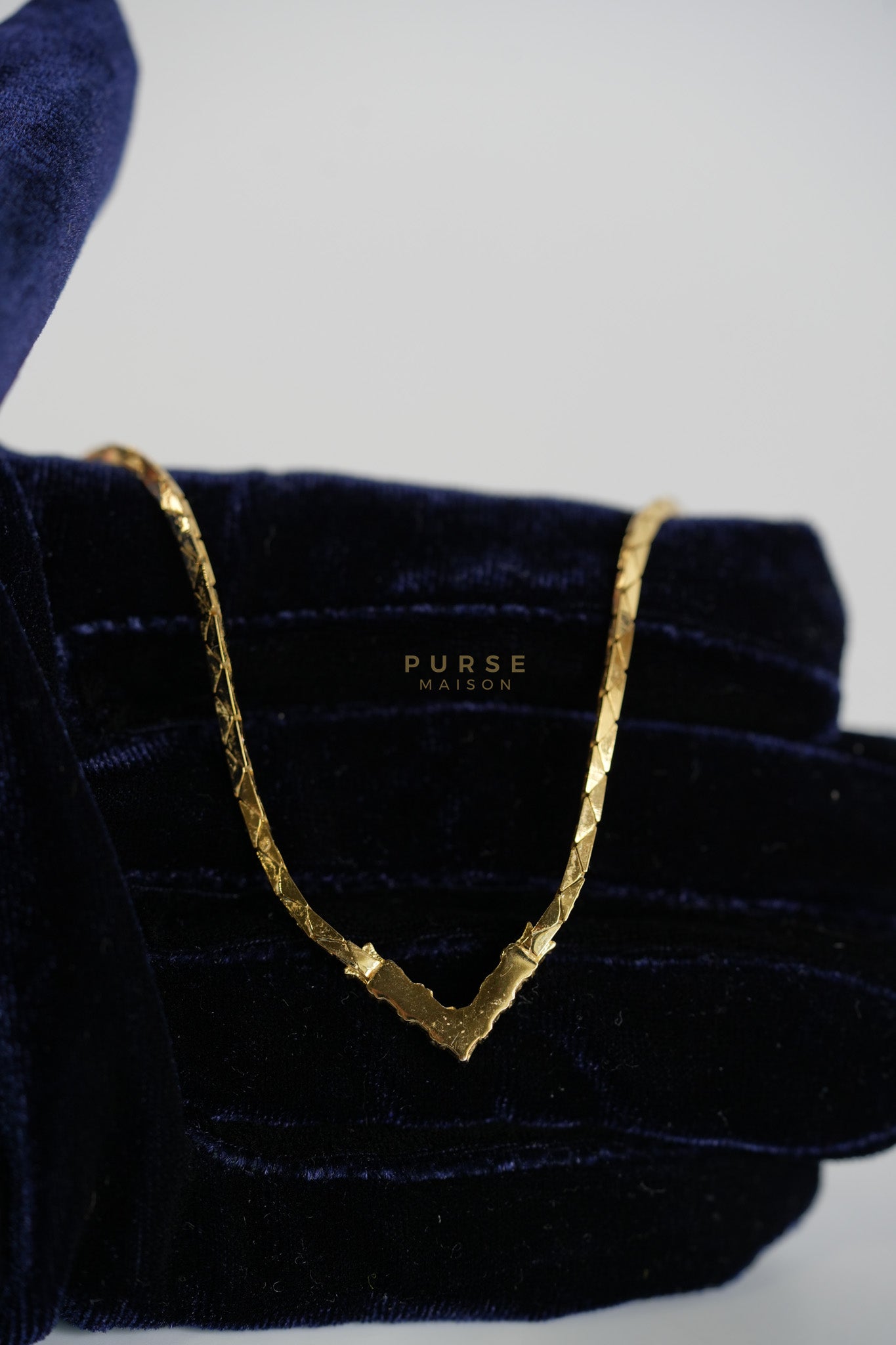 Vintage Dior V Point Chain Crystal Rhinestone Necklace | Purse Maison Luxury Bags Shop