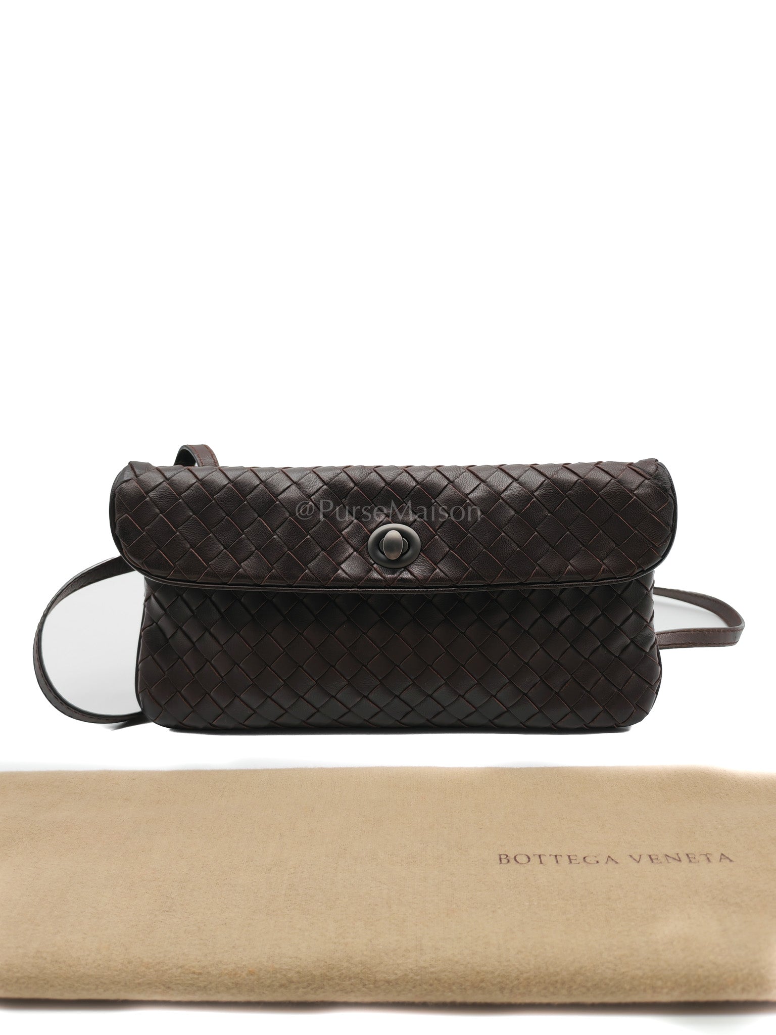 Vintage Intrecciatio Fondant/Dark Brown Nappa Leather Sling Bag | Purse Maison Luxury Bags Shop