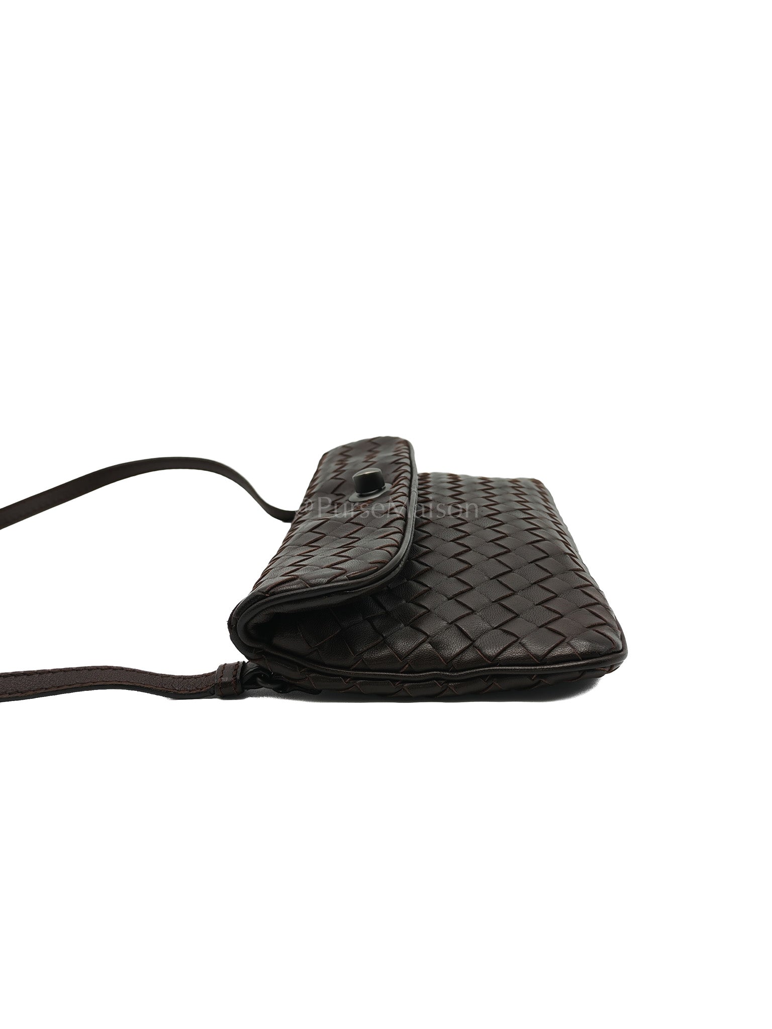 Vintage Intrecciatio Fondant/Dark Brown Nappa Leather Sling Bag | Purse Maison Luxury Bags Shop