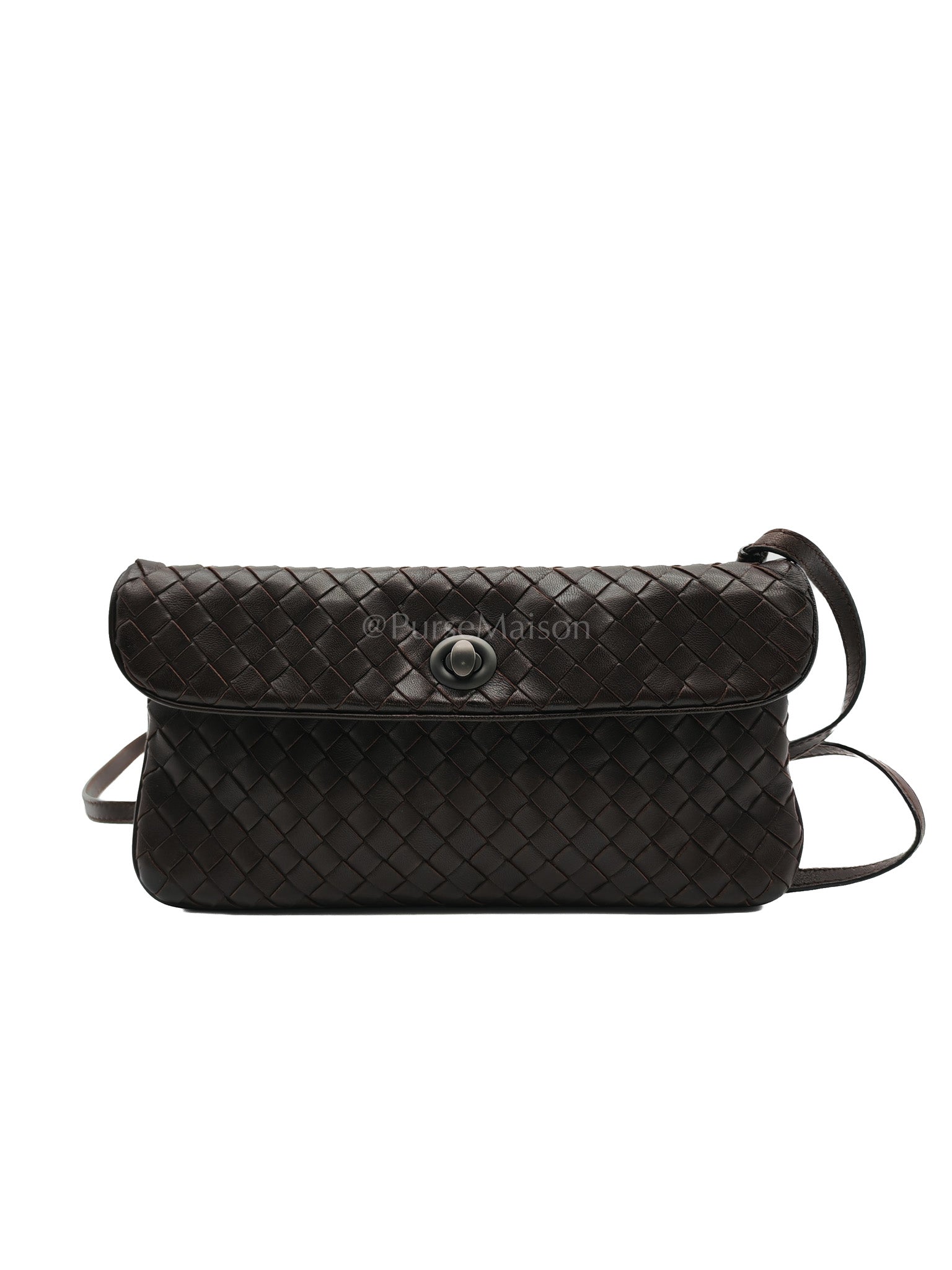 Vintage Intrecciatio Fondant/Dark Brown Nappa Leather Sling Bag | Purse Maison Luxury Bags Shop