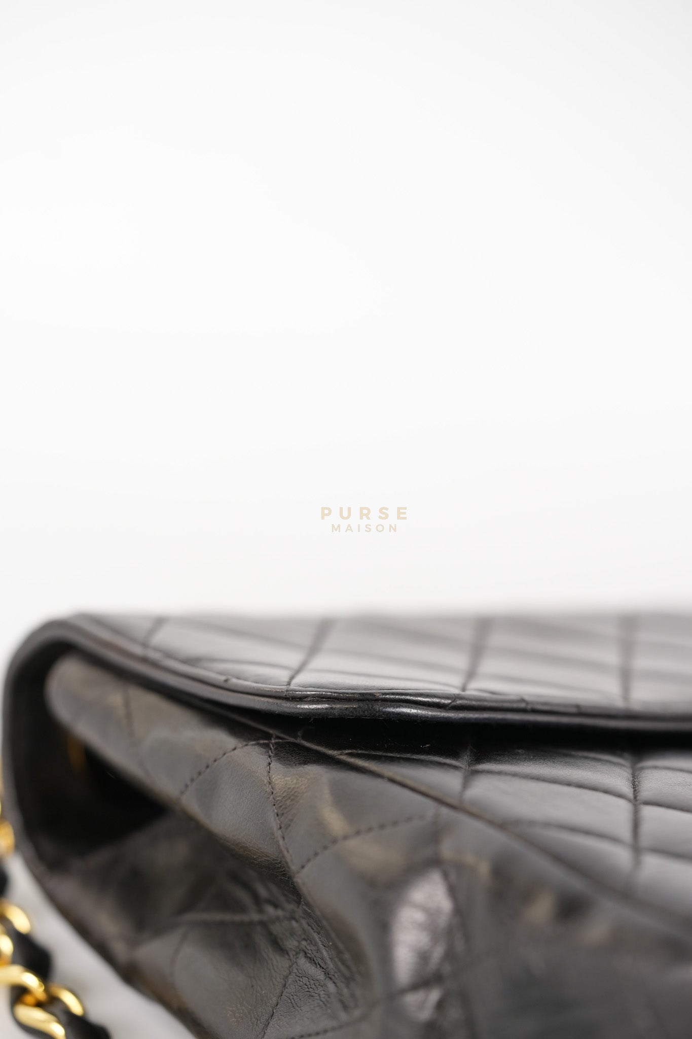 Vintage Jumbo Square Flap Bag in Black Quilted Lambskin Leather 24k Gold Hardware (Series 3) | Purse Maison Luxury Bags Shop