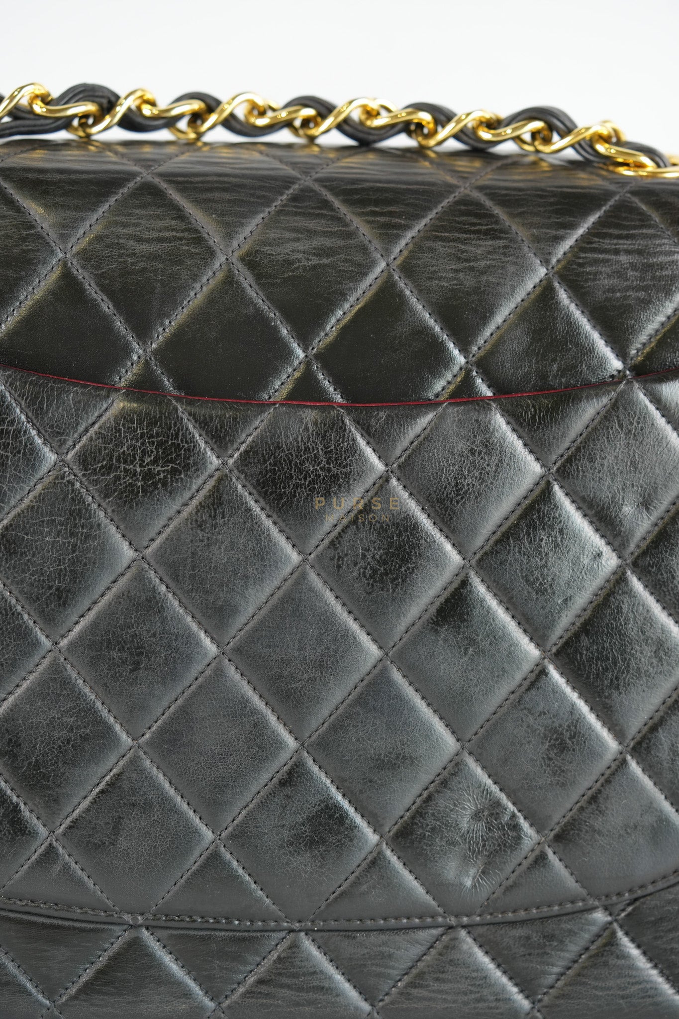 Vintage Jumbo Square Flap Bag in Black Quilted Lambskin Leather 24k Gold Hardware (Series 3) | Purse Maison Luxury Bags Shop