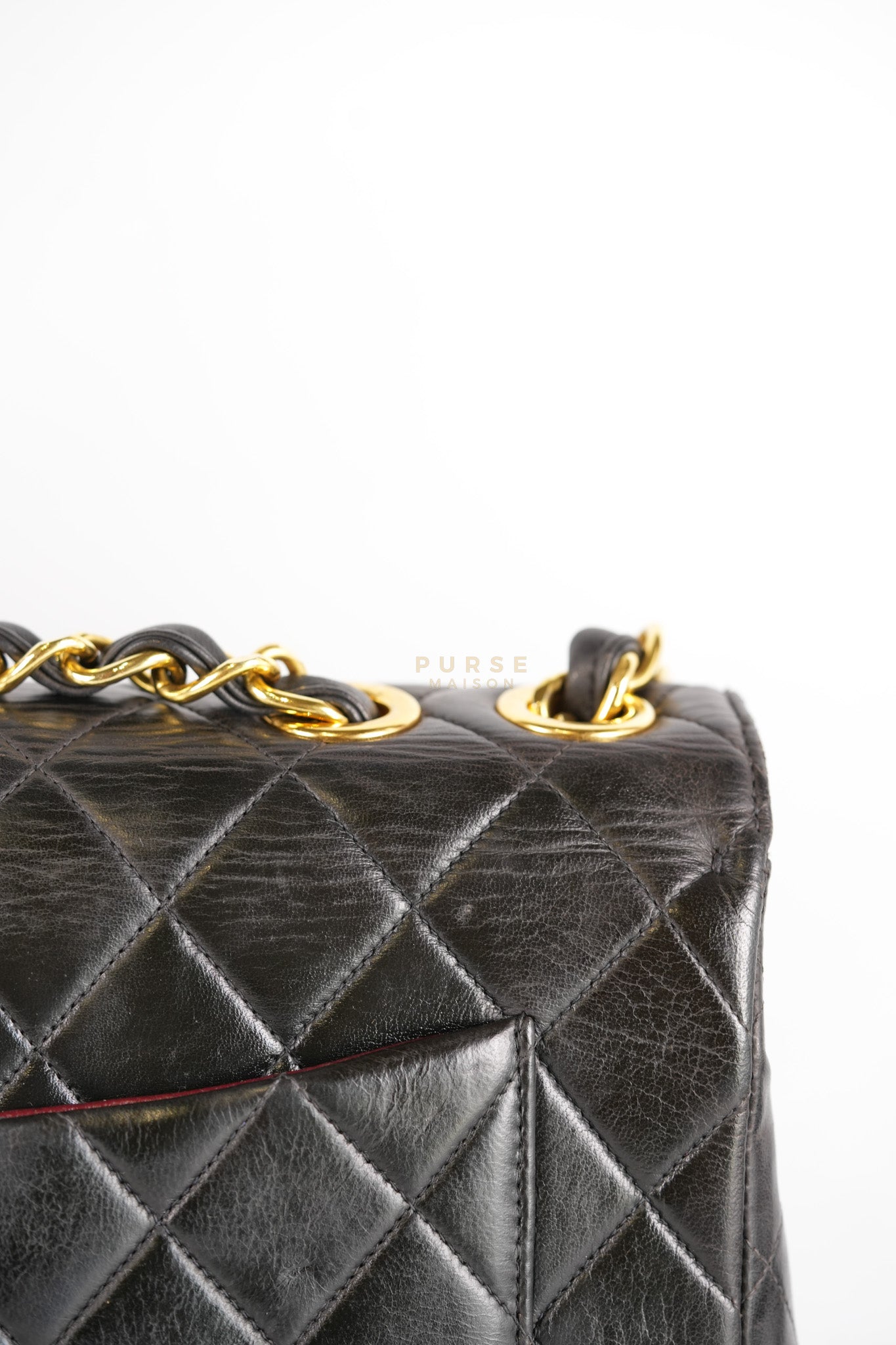 Vintage Jumbo Square Flap Bag in Black Quilted Lambskin Leather 24k Gold Hardware (Series 3) | Purse Maison Luxury Bags Shop