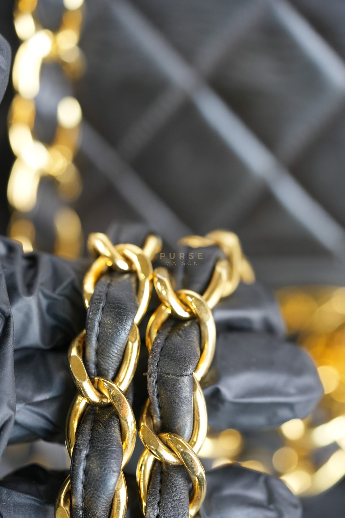Vintage Jumbo Square Flap Bag in Black Quilted Lambskin Leather 24k Gold Hardware (Series 3) | Purse Maison Luxury Bags Shop