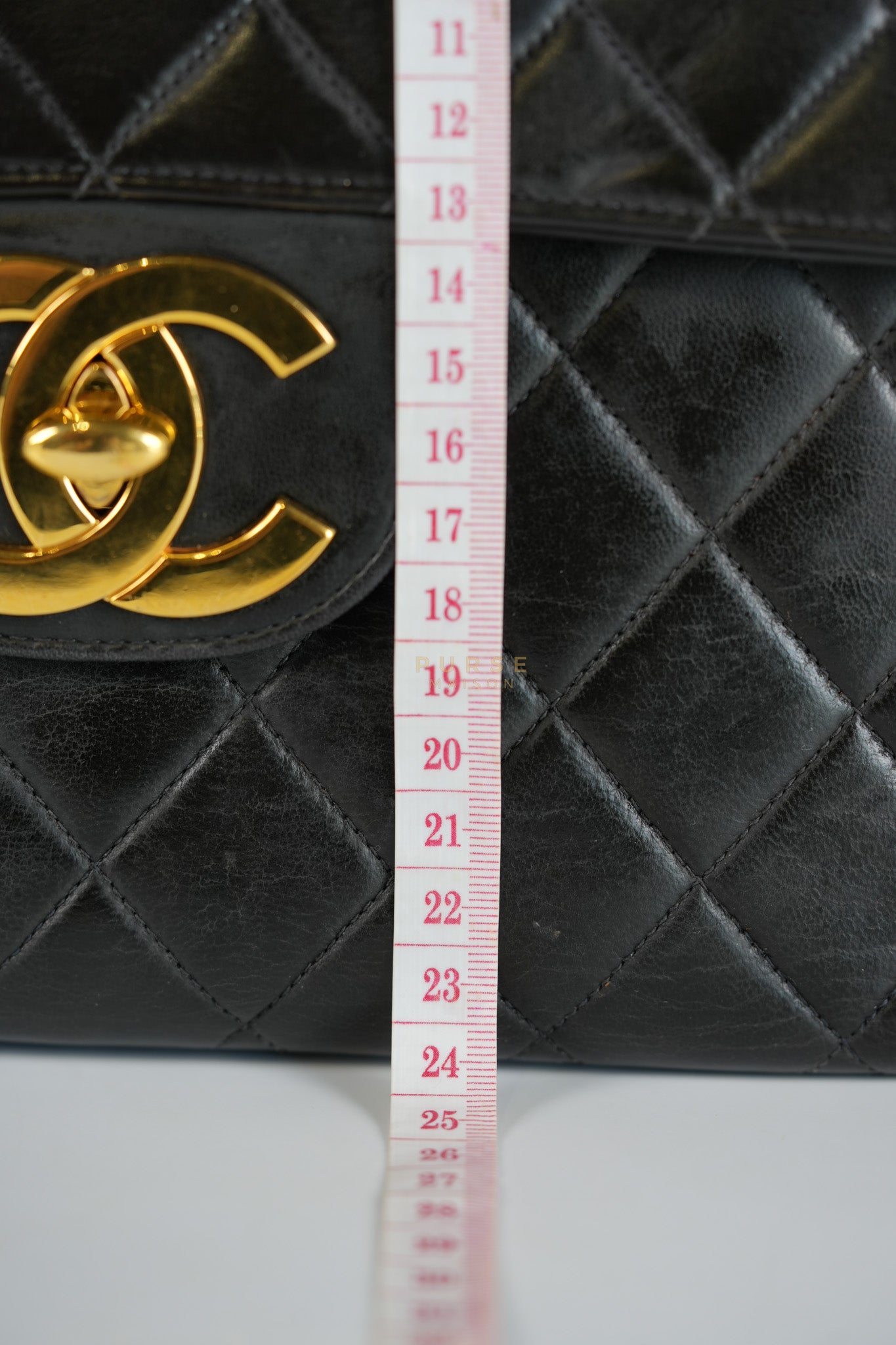 Vintage Jumbo Square Flap Bag in Black Quilted Lambskin Leather 24k Gold Hardware (Series 3) | Purse Maison Luxury Bags Shop