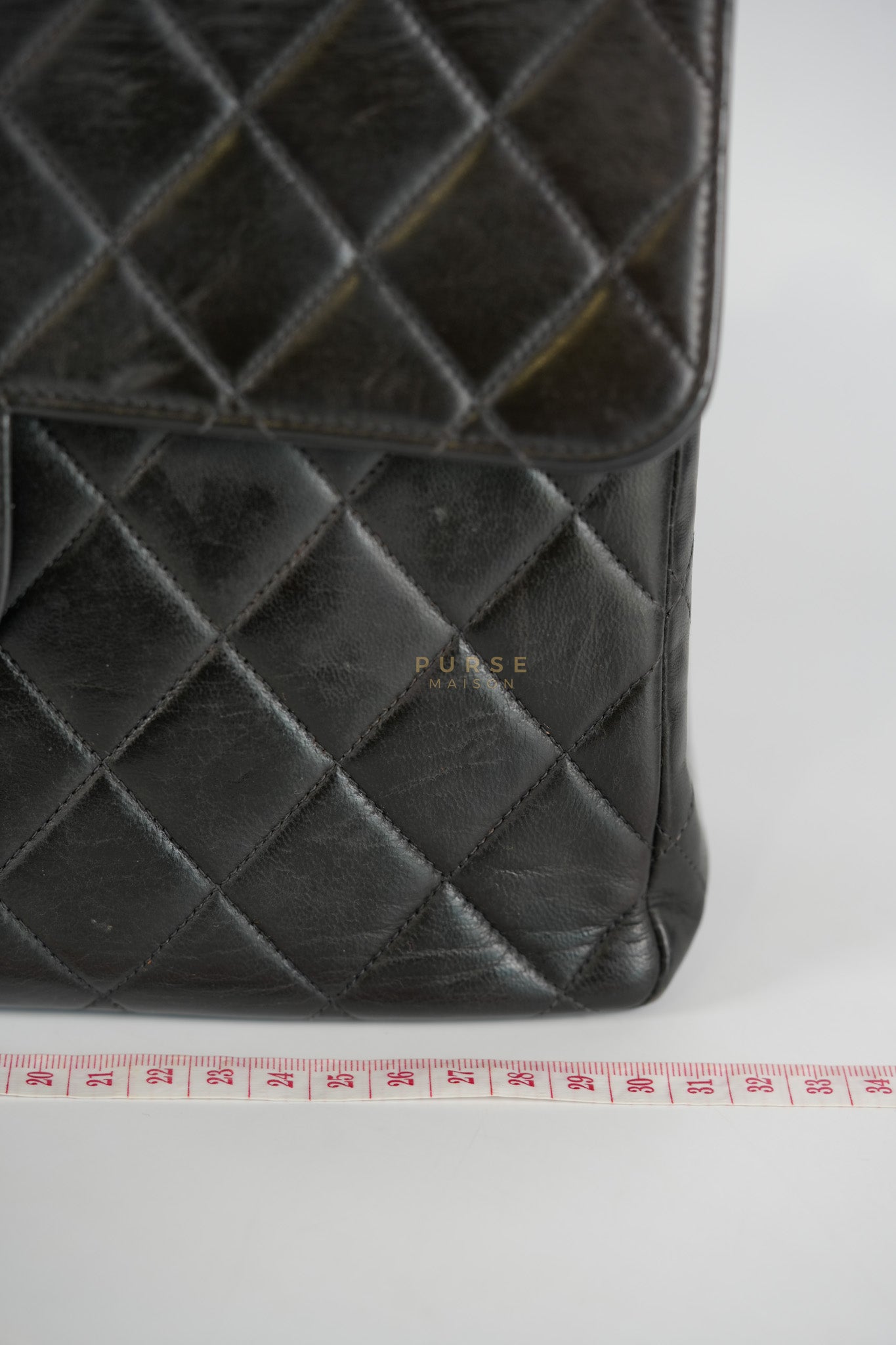 Vintage Jumbo Square Flap Bag in Black Quilted Lambskin Leather 24k Gold Hardware (Series 3) | Purse Maison Luxury Bags Shop