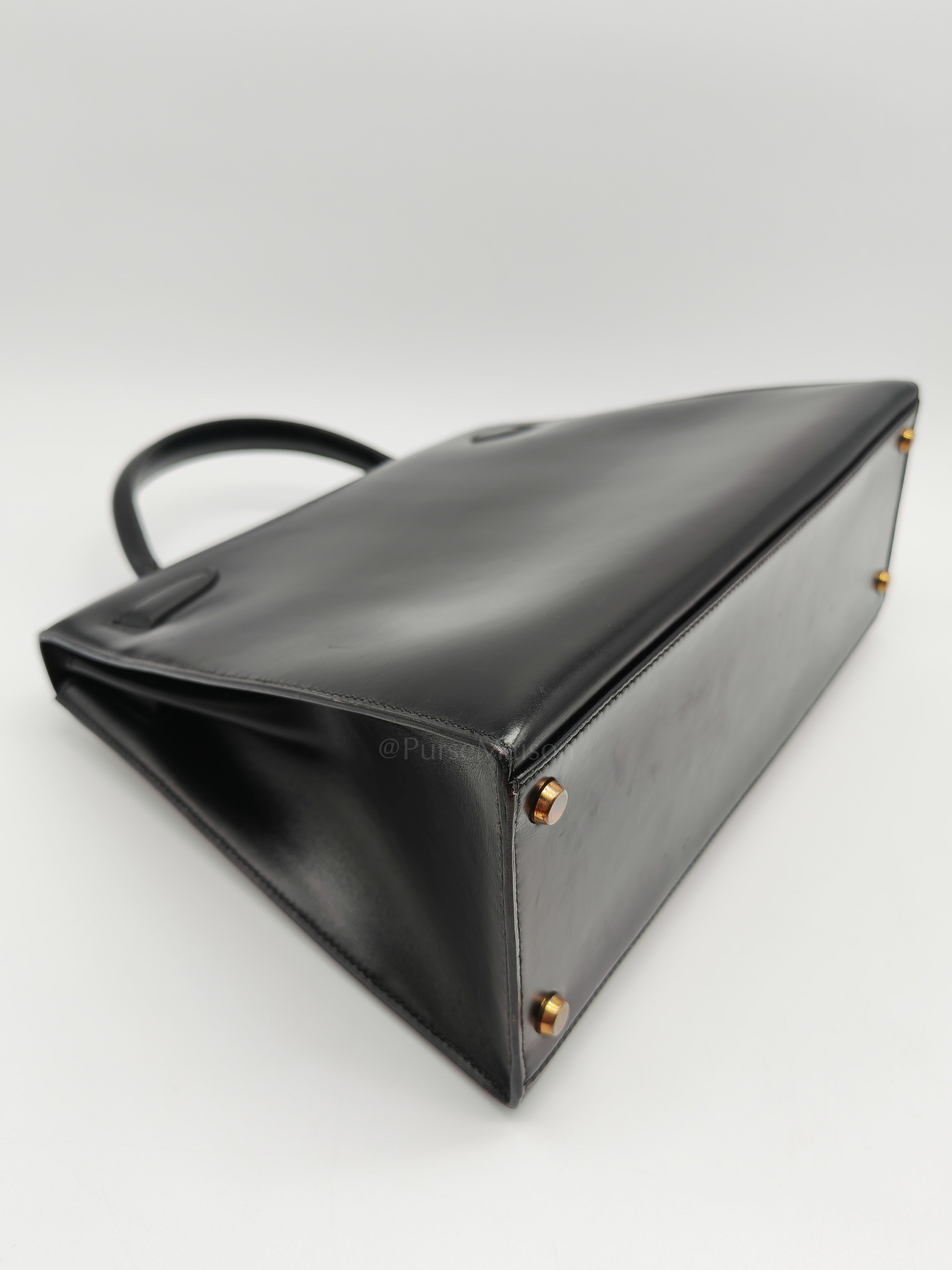 Vintage Kelly 32 Sellier Box Calfskin Leather in Gold Hardware Stamp S Circle(1989) | Purse Maison Luxury Bags Shop
