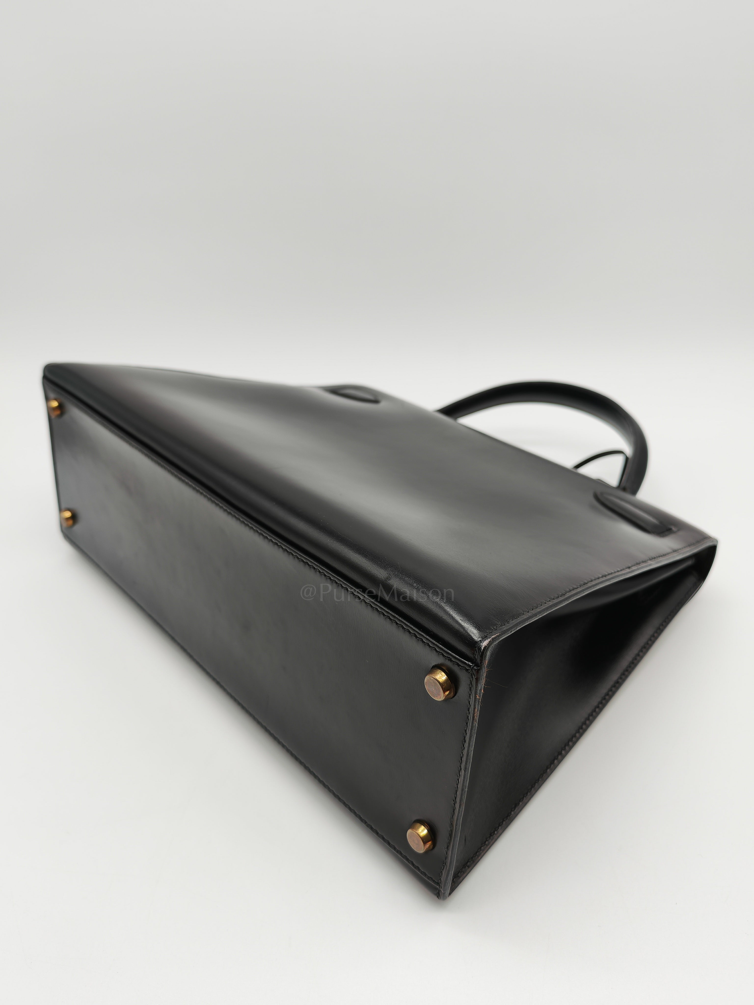 Vintage Kelly 32 Sellier Box Calfskin Leather in Gold Hardware Stamp S Circle(1989) | Purse Maison Luxury Bags Shop