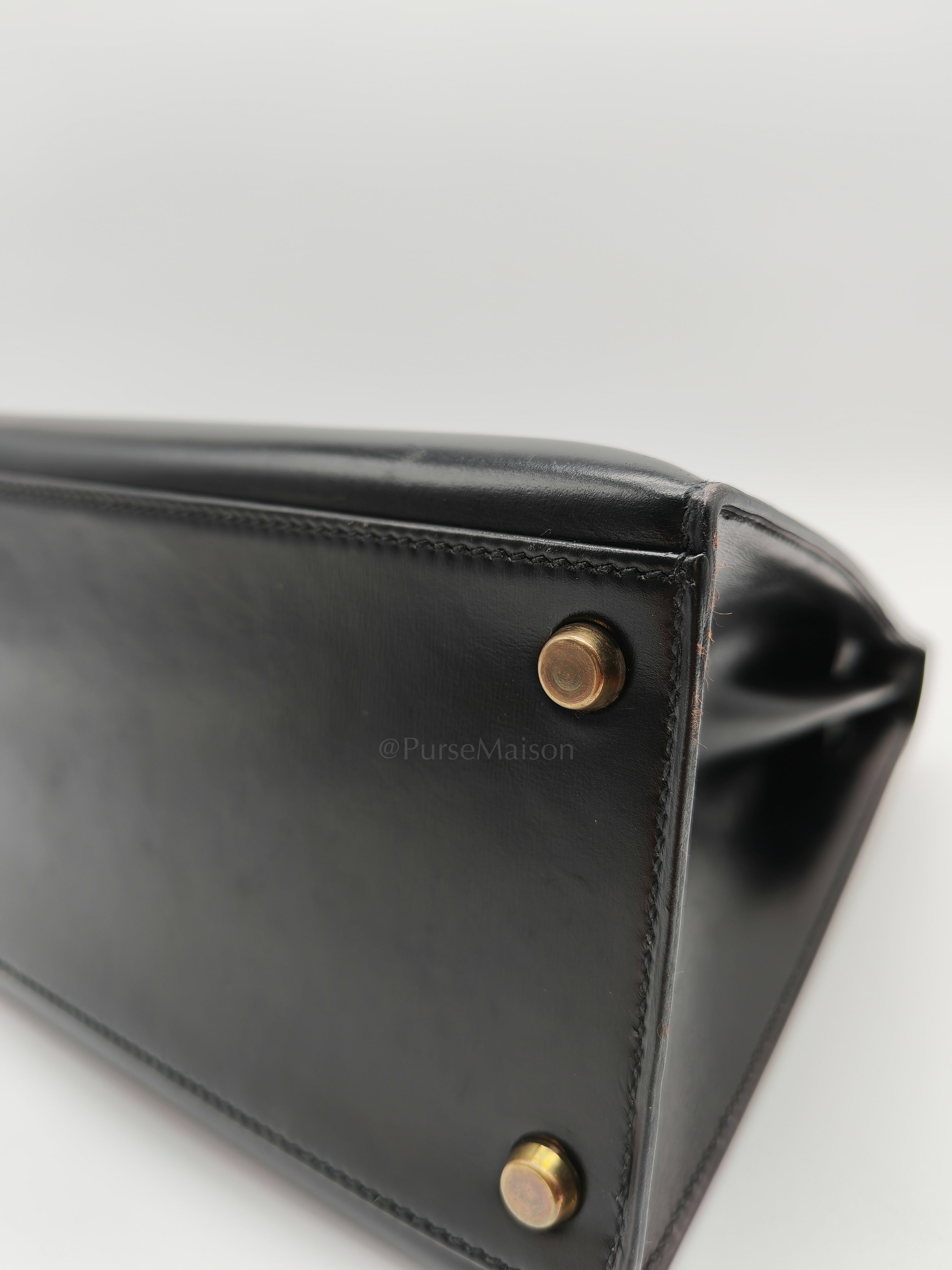 Vintage Kelly 32 Sellier Box Calfskin Leather in Gold Hardware Stamp S Circle(1989) | Purse Maison Luxury Bags Shop